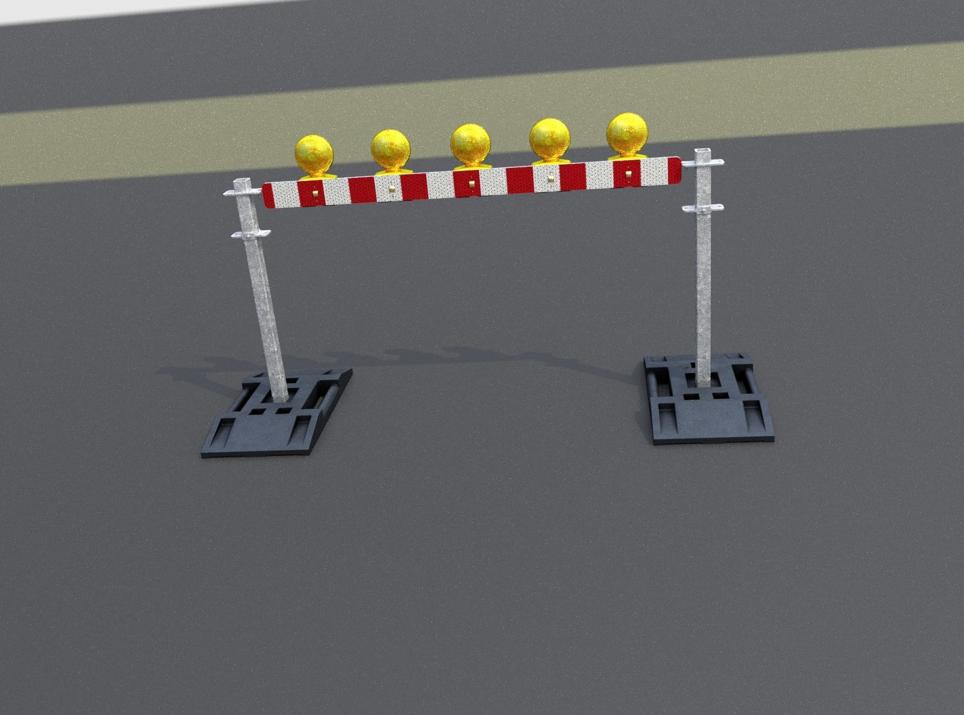 Construction Barrier 5 with warning lights 600-32 100x1600mm Low-poly 3D model_48