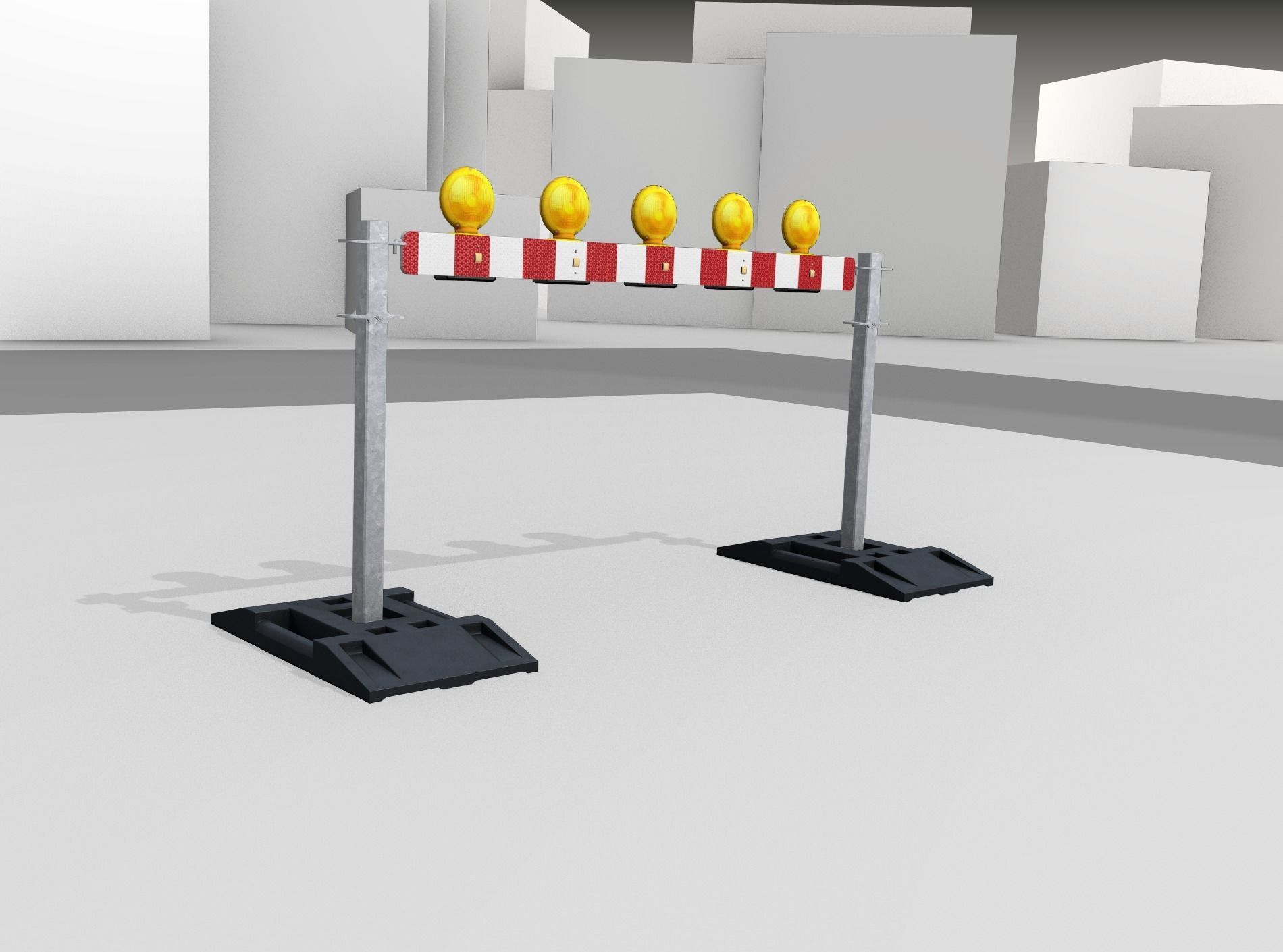 Construction Barrier 5 with warning lights 600-32 100x1600mm Low-poly 3D model_43