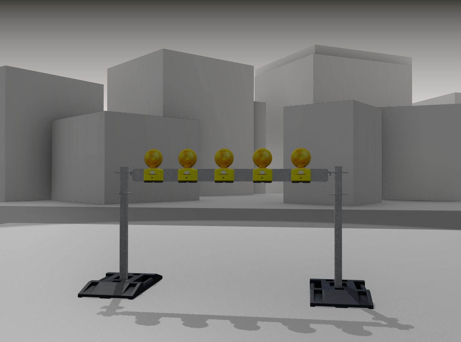 Construction Barrier 5 with warning lights 600-32 100x1600mm Low-poly 3D model_27