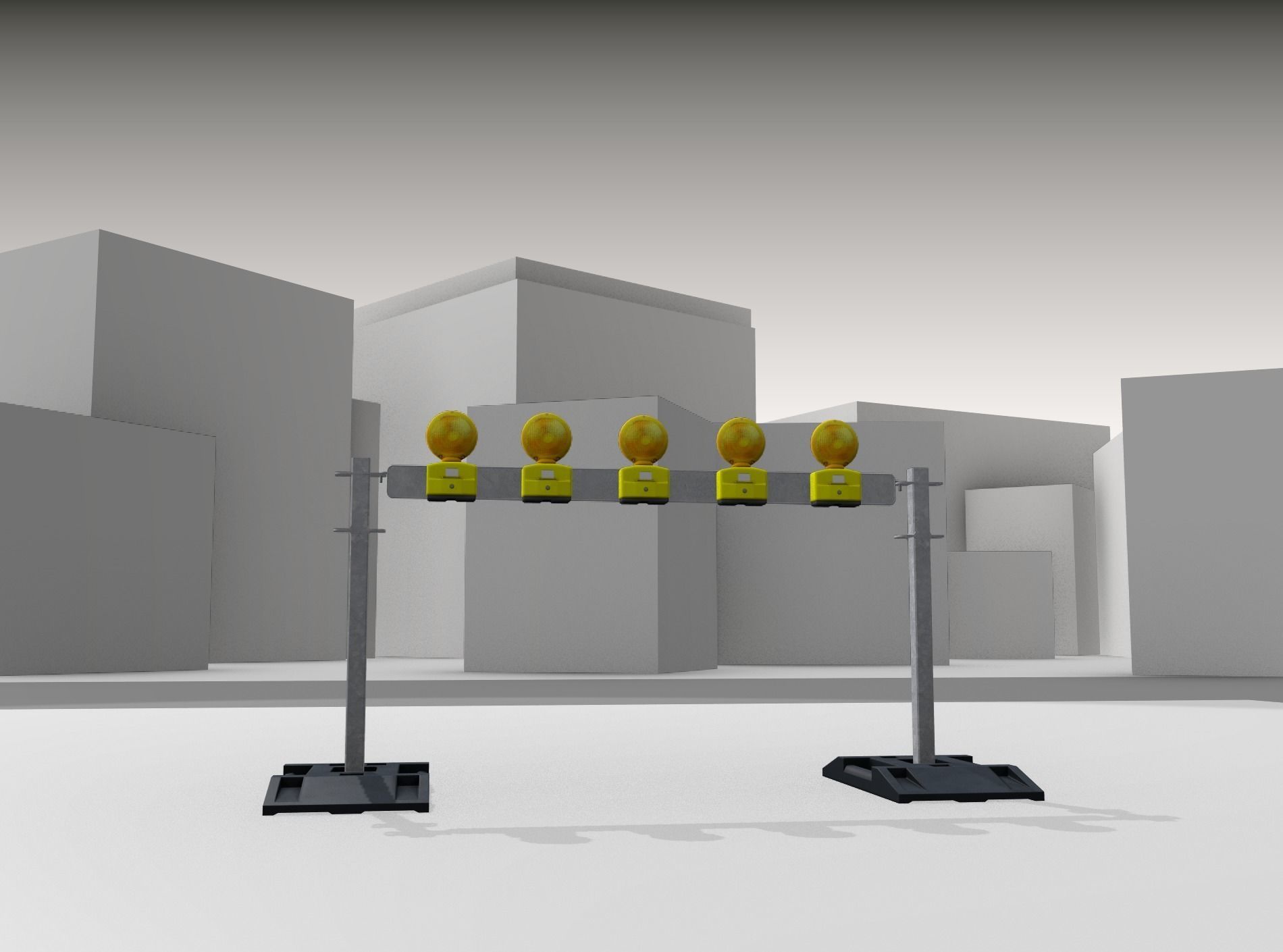 Construction Barrier 5 with warning lights 600-32 100x1600mm Low-poly 3D model_25