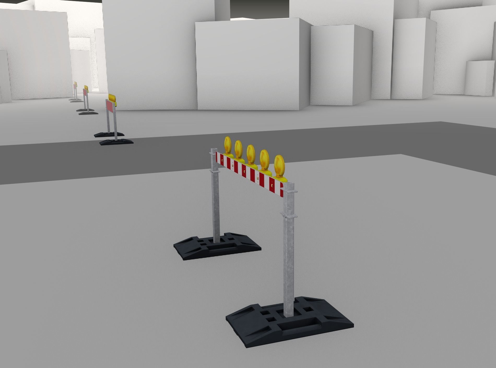 Construction Barrier 5 with warning lights 600-32 100x1600mm Low-poly 3D model_12