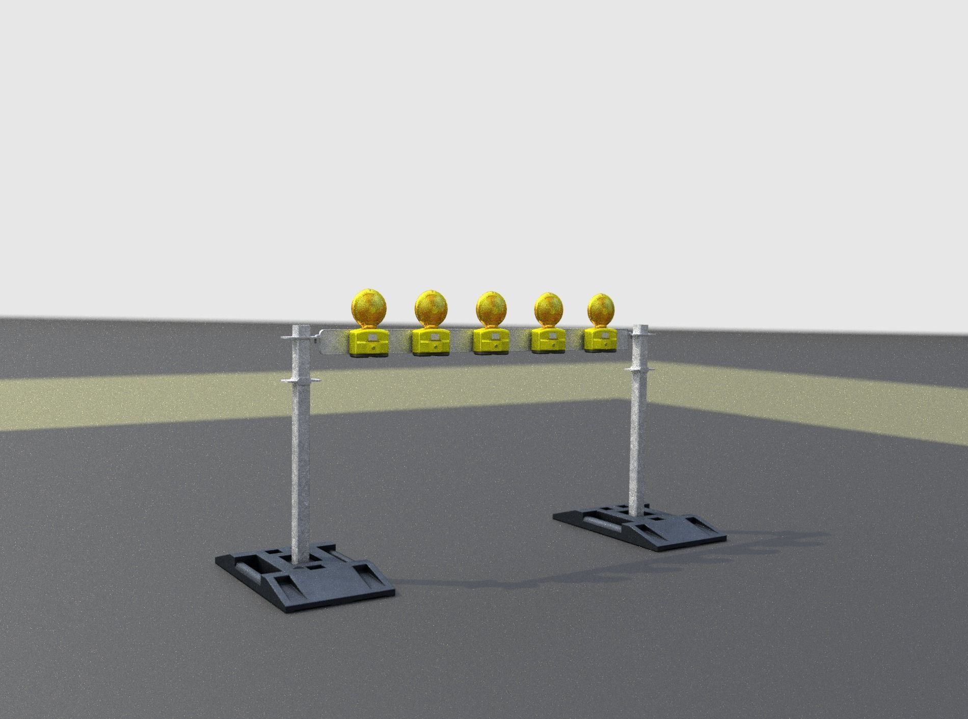 Construction Barrier 5 with warning lights 600-32 100x1600mm Low-poly 3D model_22