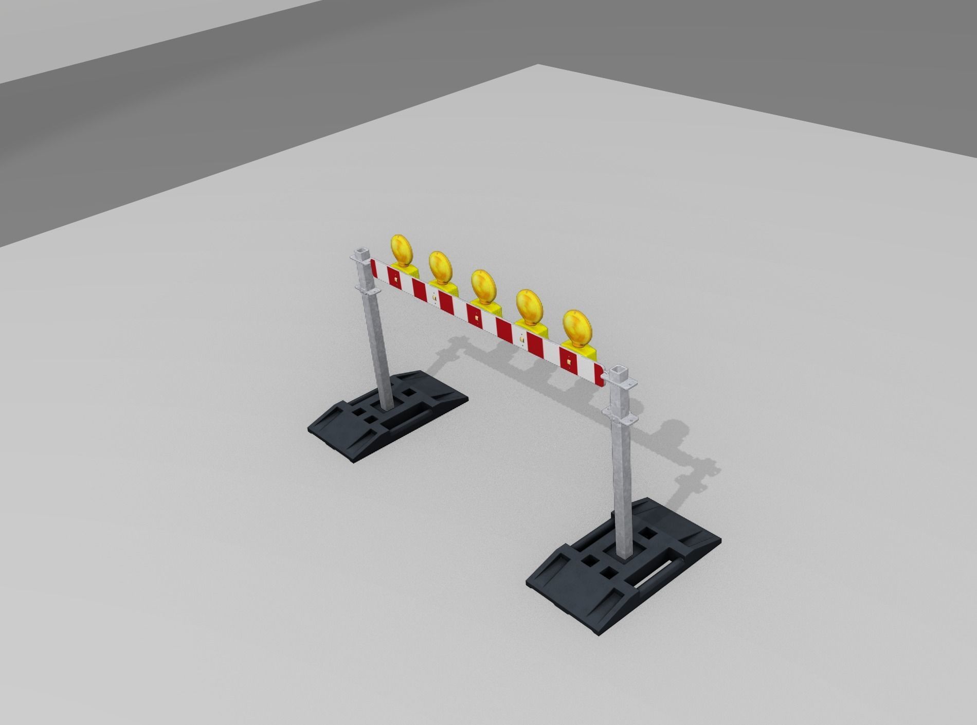 Construction Barrier 5 with warning lights 600-32 100x1600mm Low-poly 3D model_10