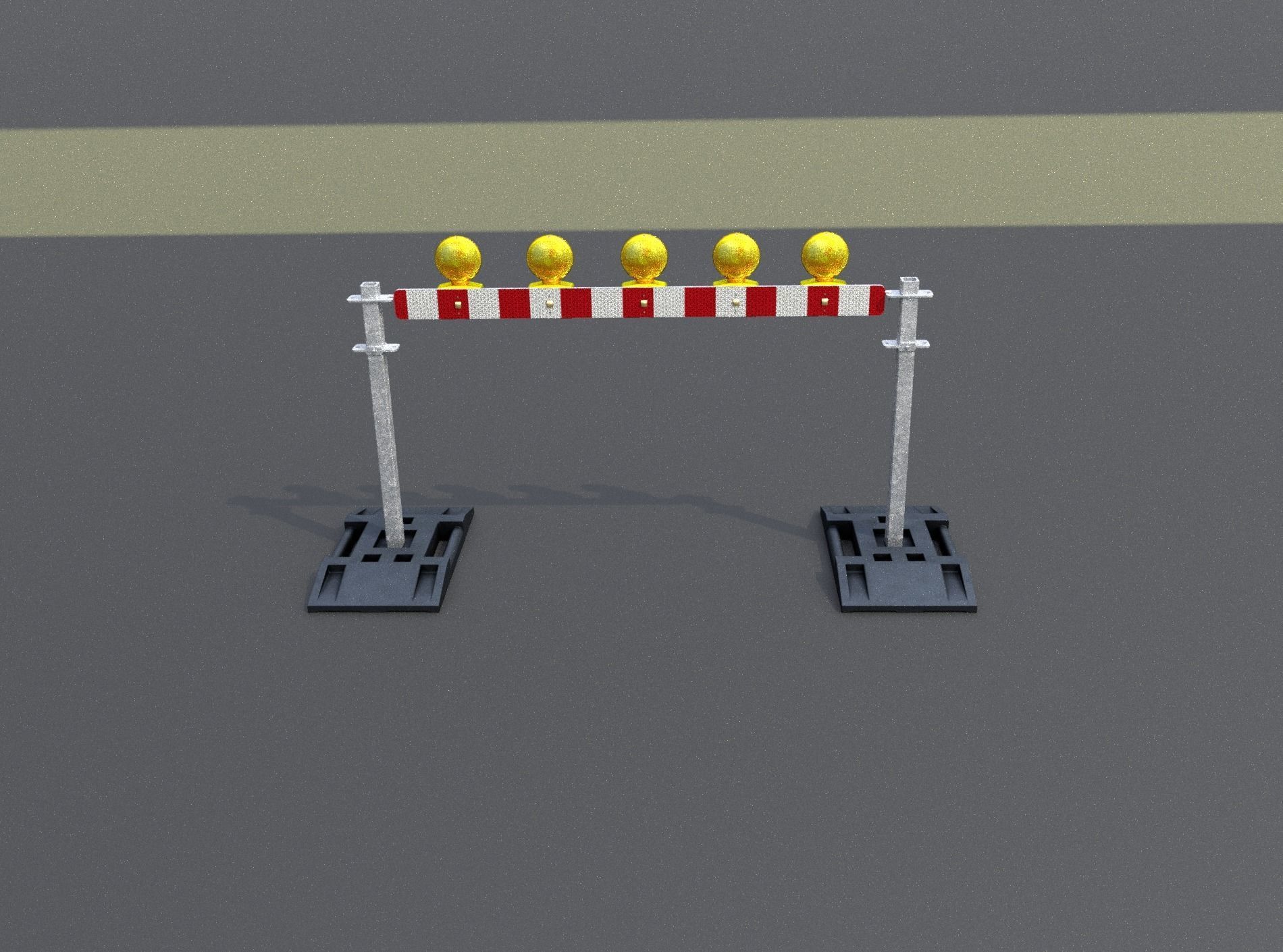 Construction Barrier 5 with warning lights 600-32 100x1600mm Low-poly 3D model_50