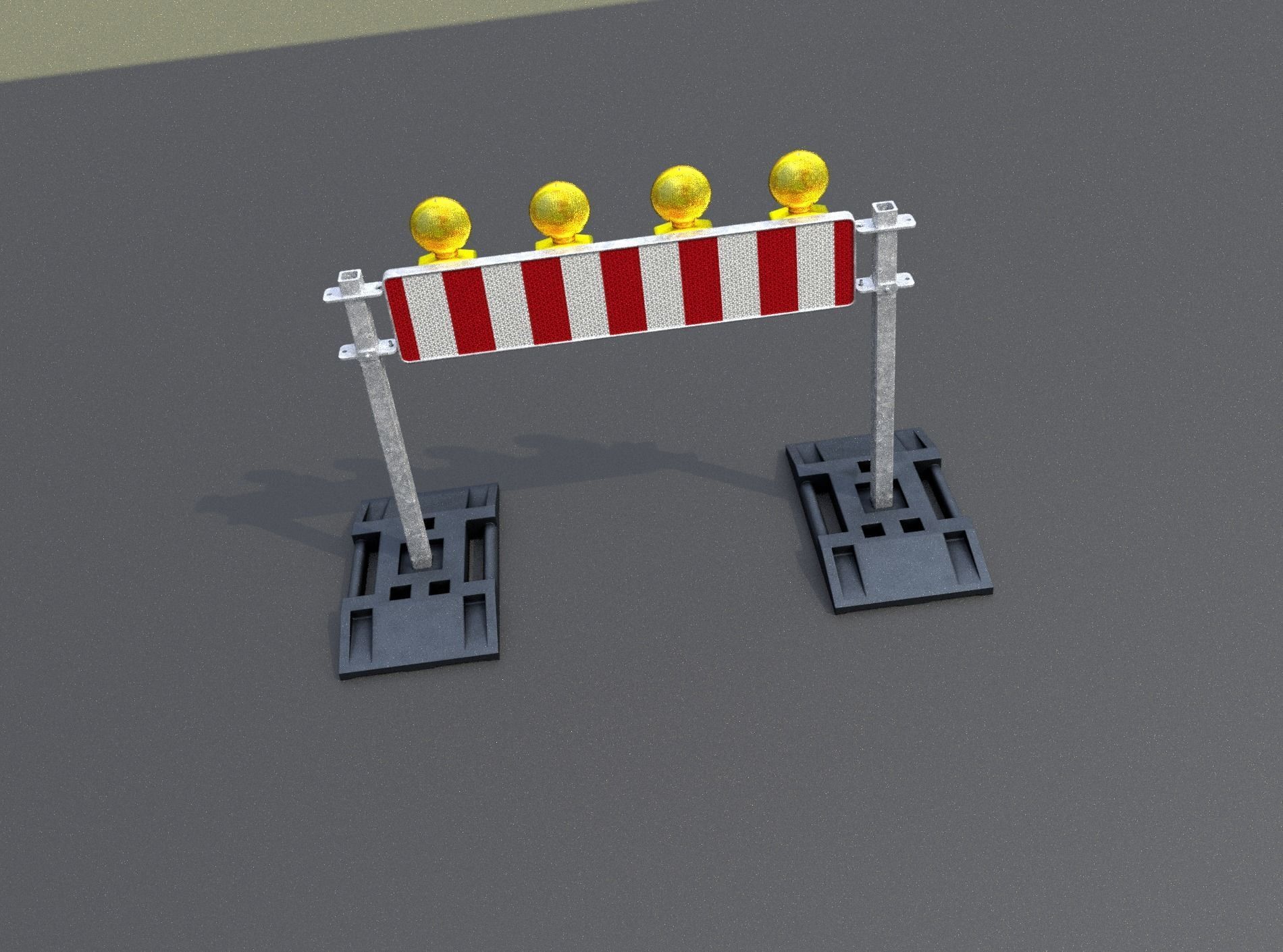 Construction Barrier 5 with warning lights 600-33 250x1200mm Low-poly 3D model_46