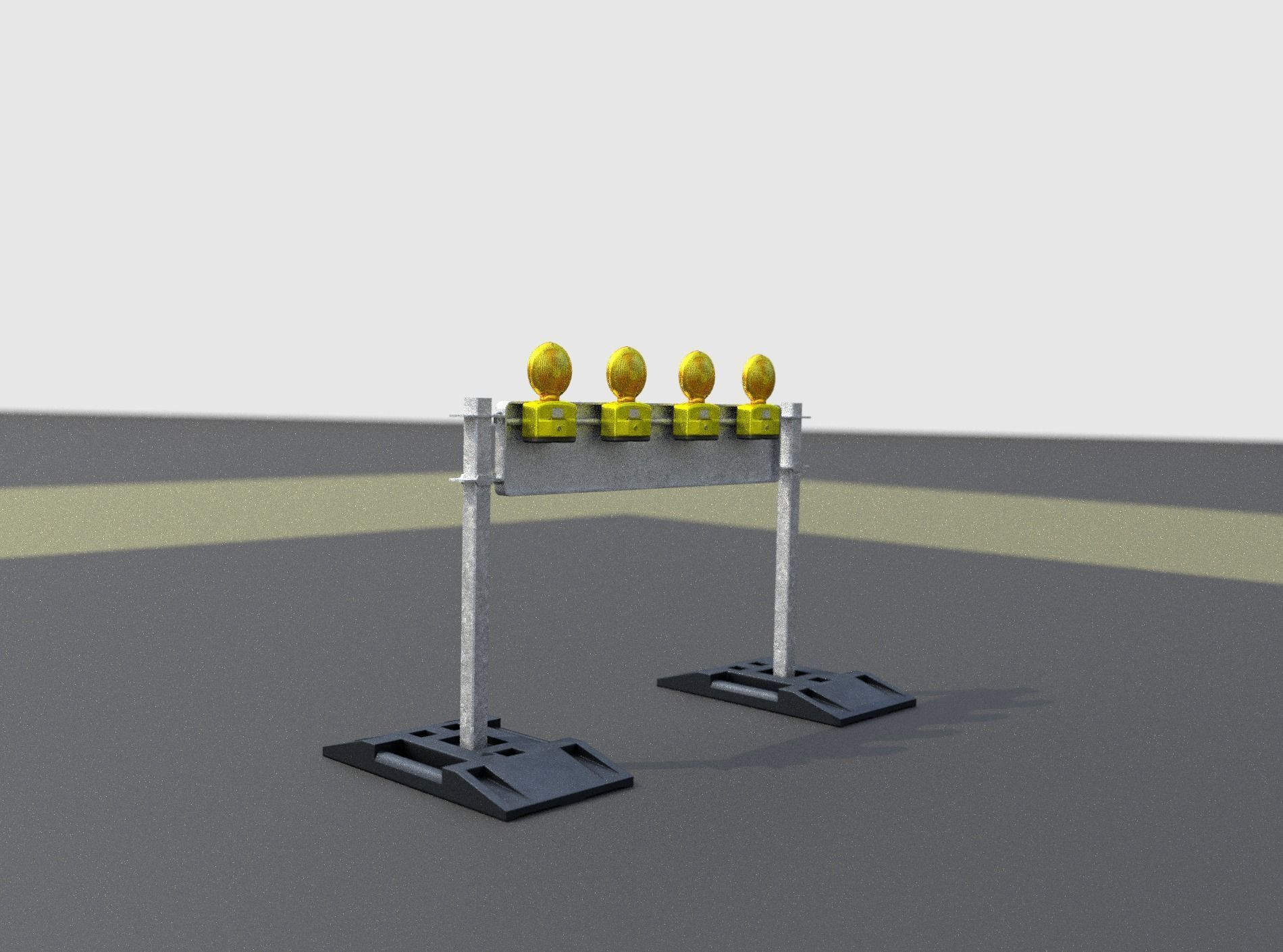 Construction Barrier 5 with warning lights 600-33 250x1200mm Low-poly 3D model_21