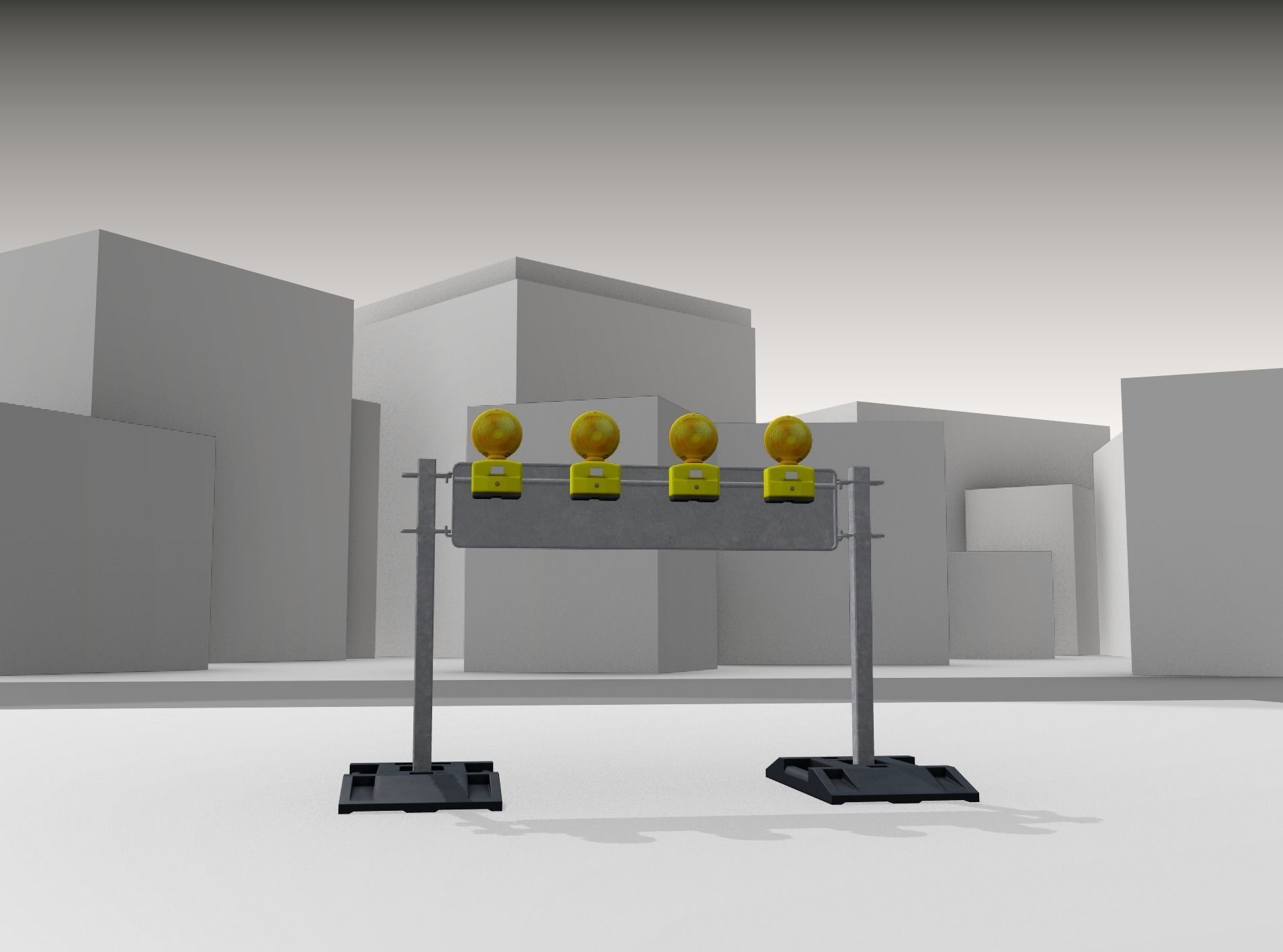 Construction Barrier 5 with warning lights 600-33 250x1200mm Low-poly 3D model_25
