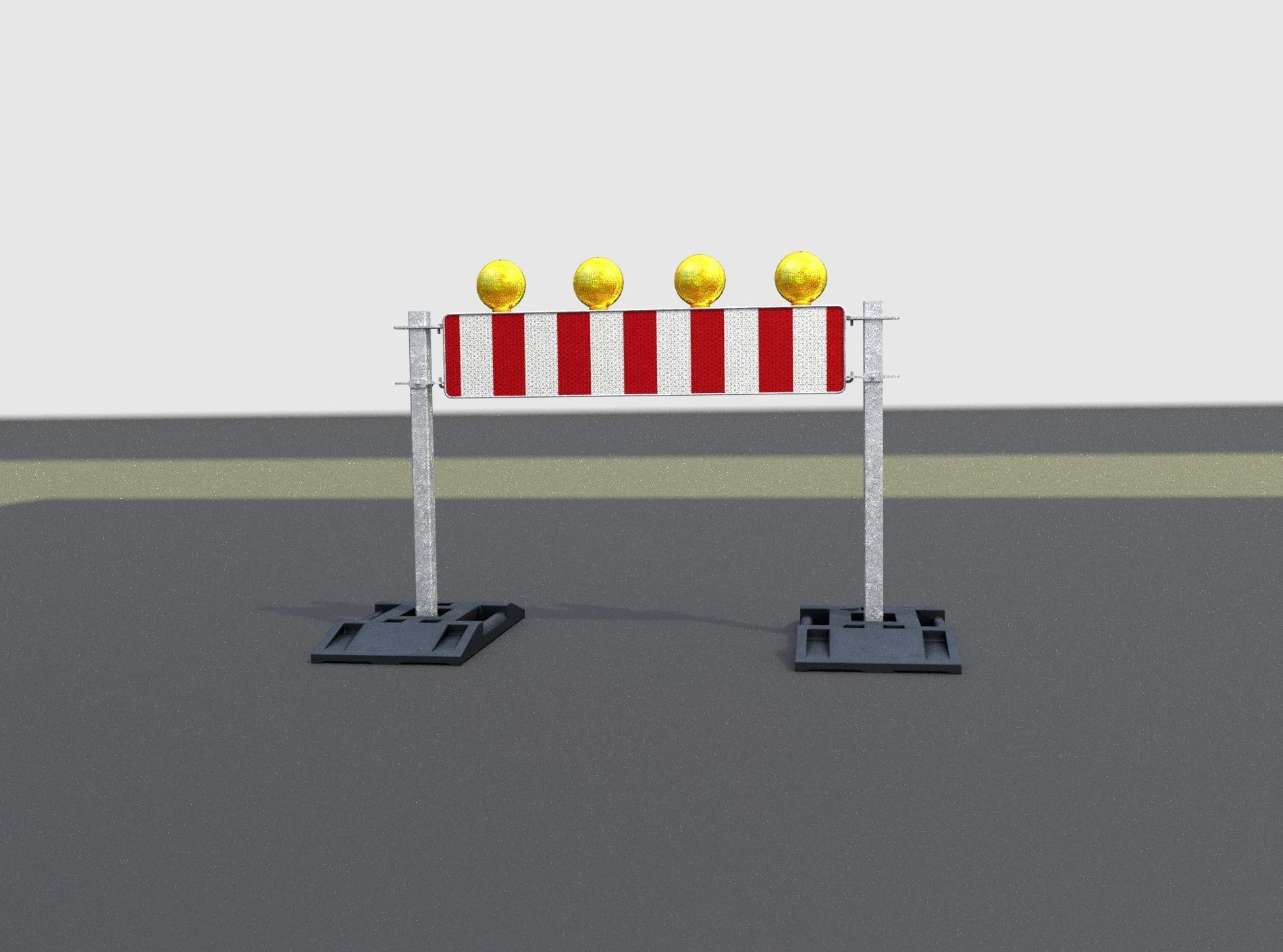 Construction Barrier 5 with warning lights 600-33 250x1200mm Low-poly 3D model_6