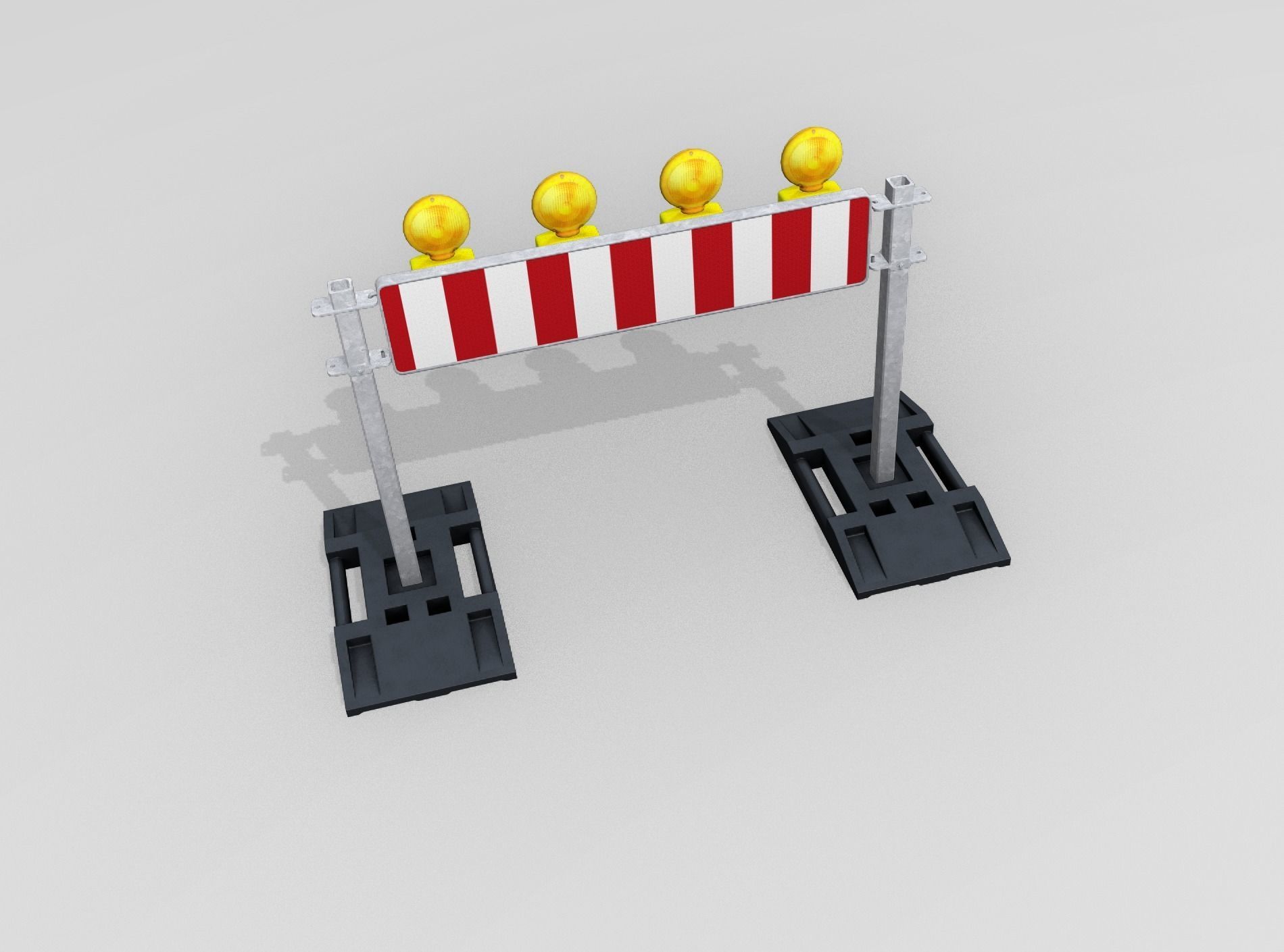 Construction Barrier 5 with warning lights 600-33 250x1200mm Low-poly 3D model_45