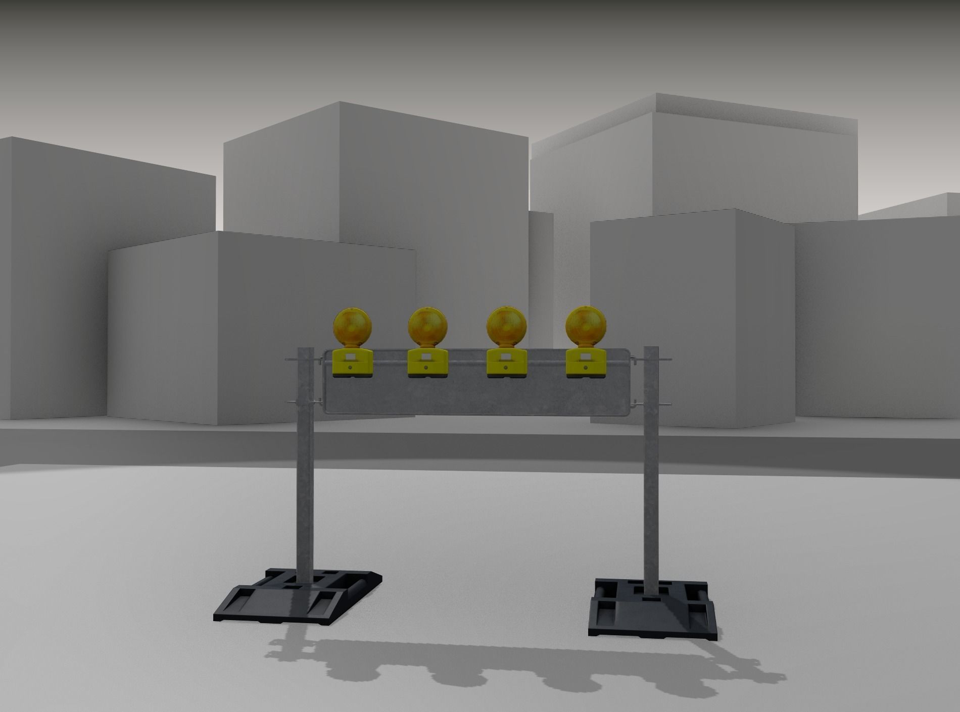 Construction Barrier 5 with warning lights 600-33 250x1200mm Low-poly 3D model_27