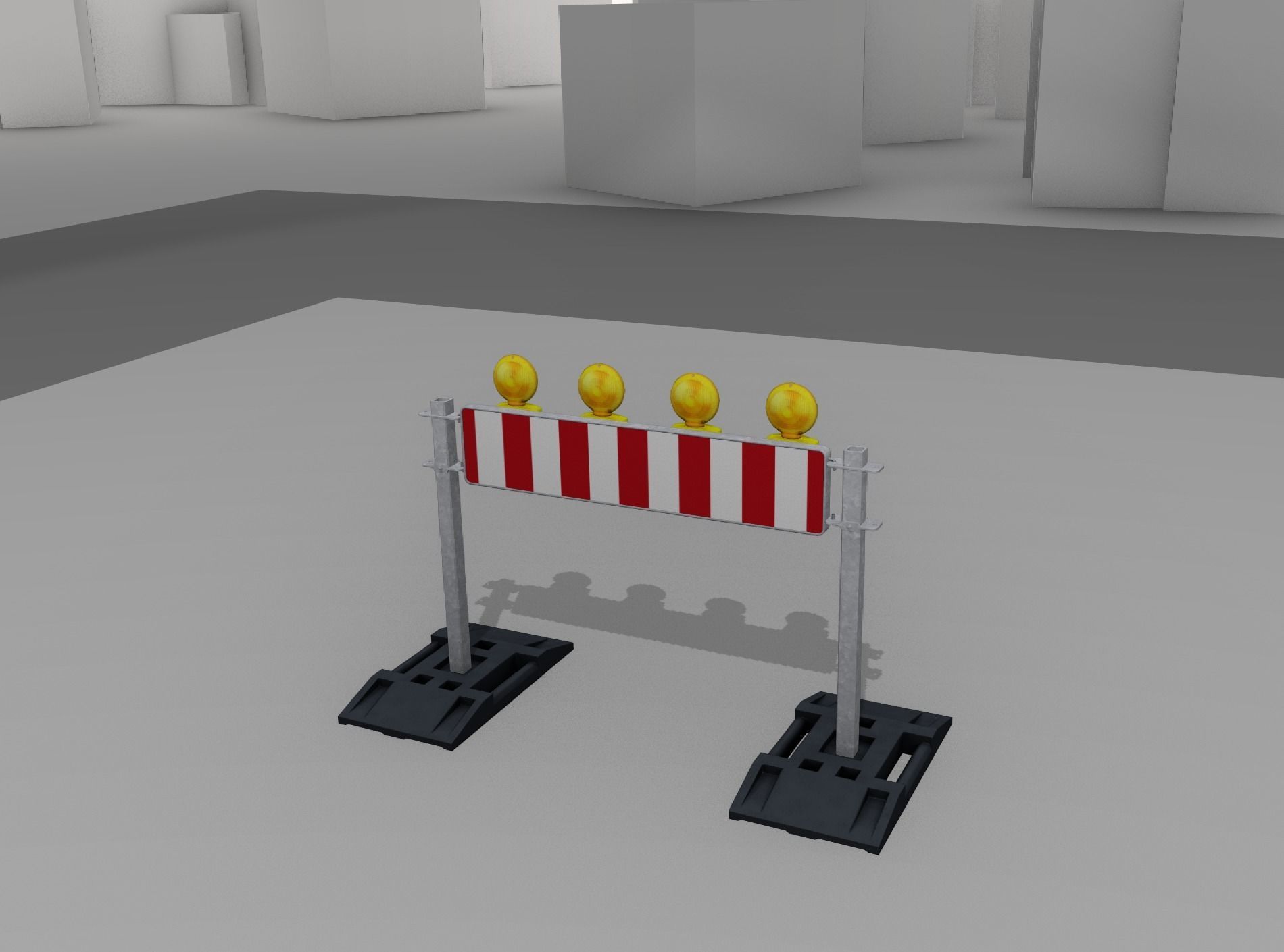 Construction Barrier 5 with warning lights 600-33 250x1200mm Low-poly 3D model_9