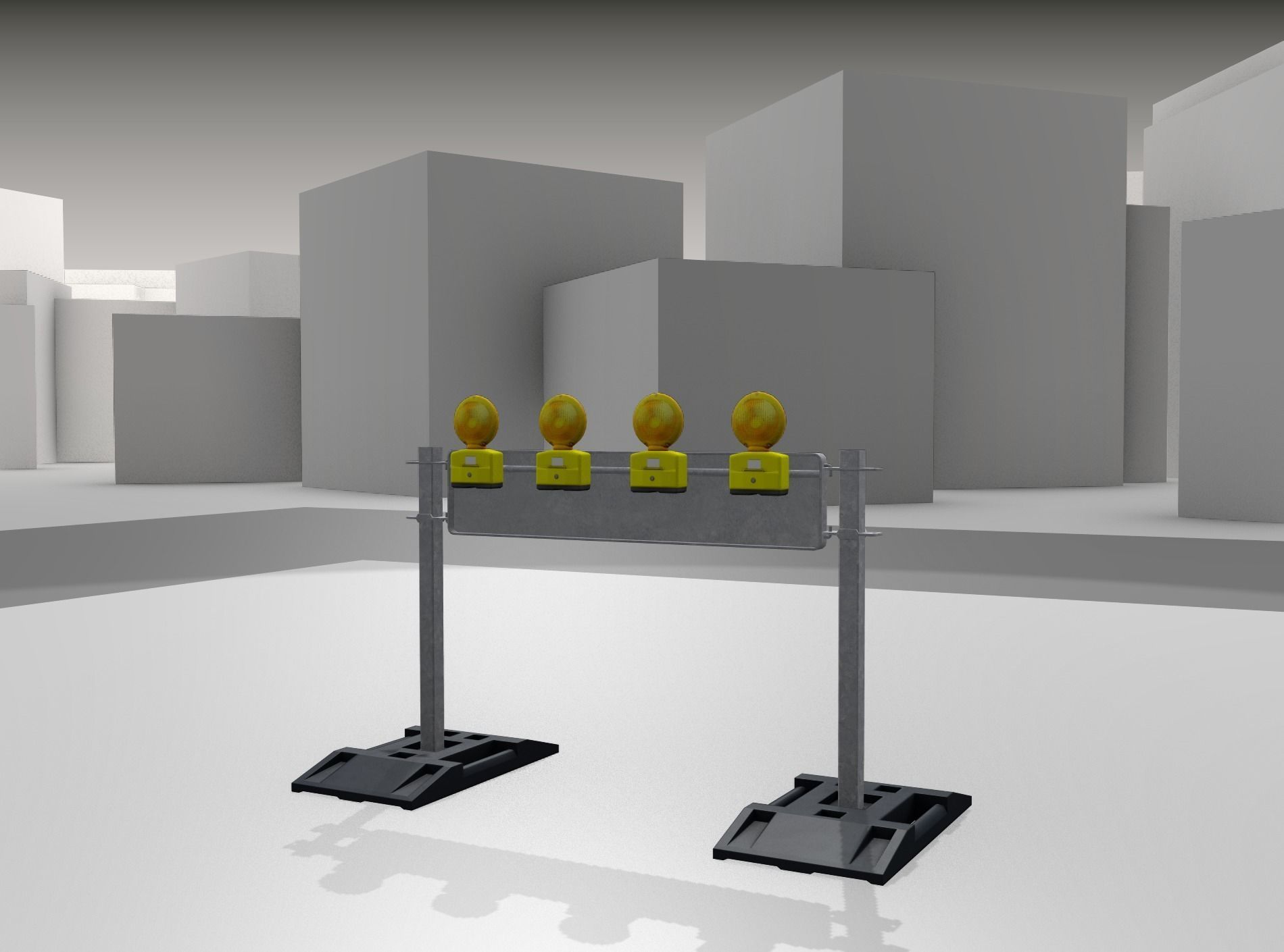 Construction Barrier 5 with warning lights 600-33 250x1200mm Low-poly 3D model_29