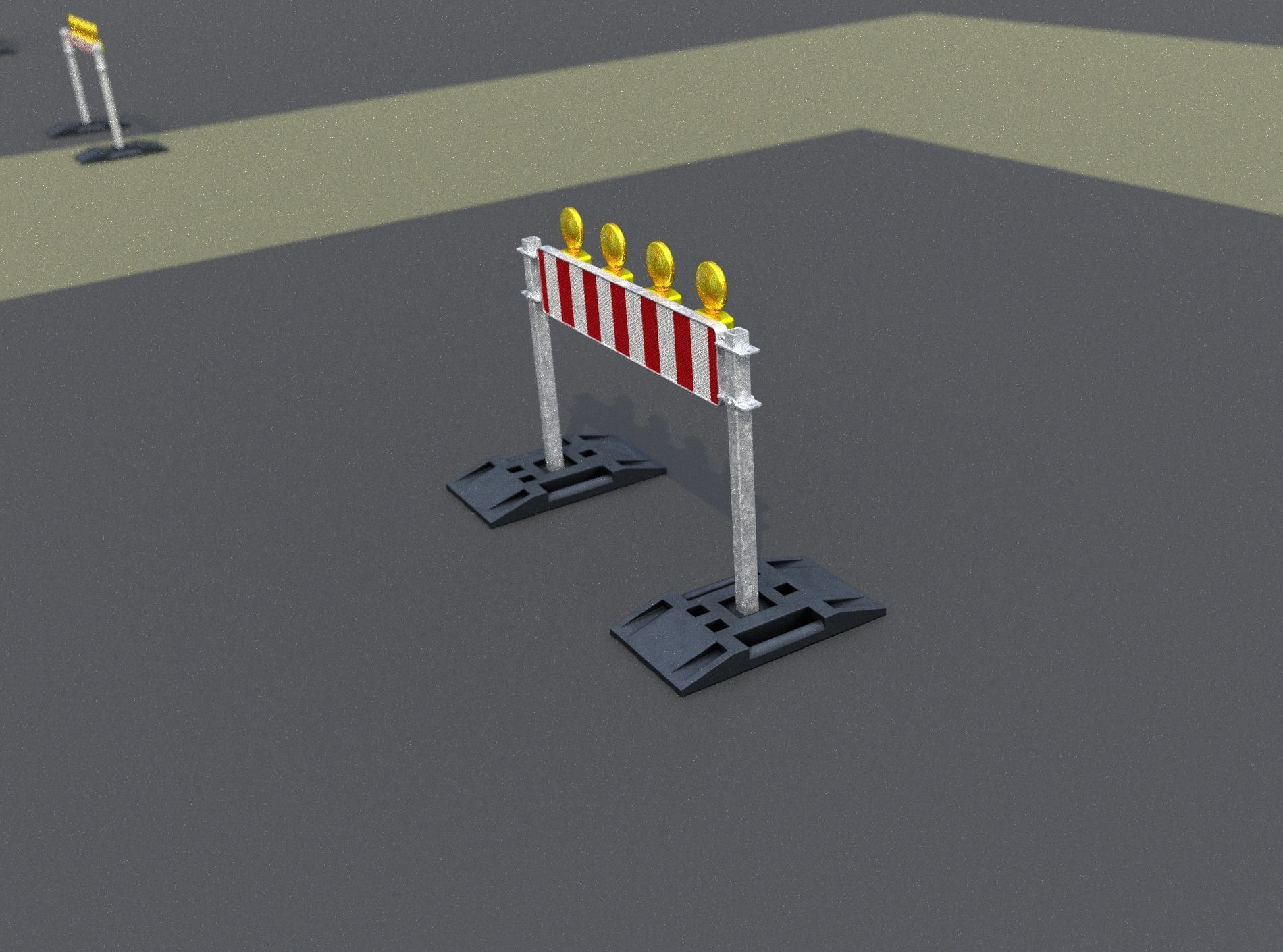 Construction Barrier 5 with warning lights 600-33 250x1200mm Low-poly 3D model_11