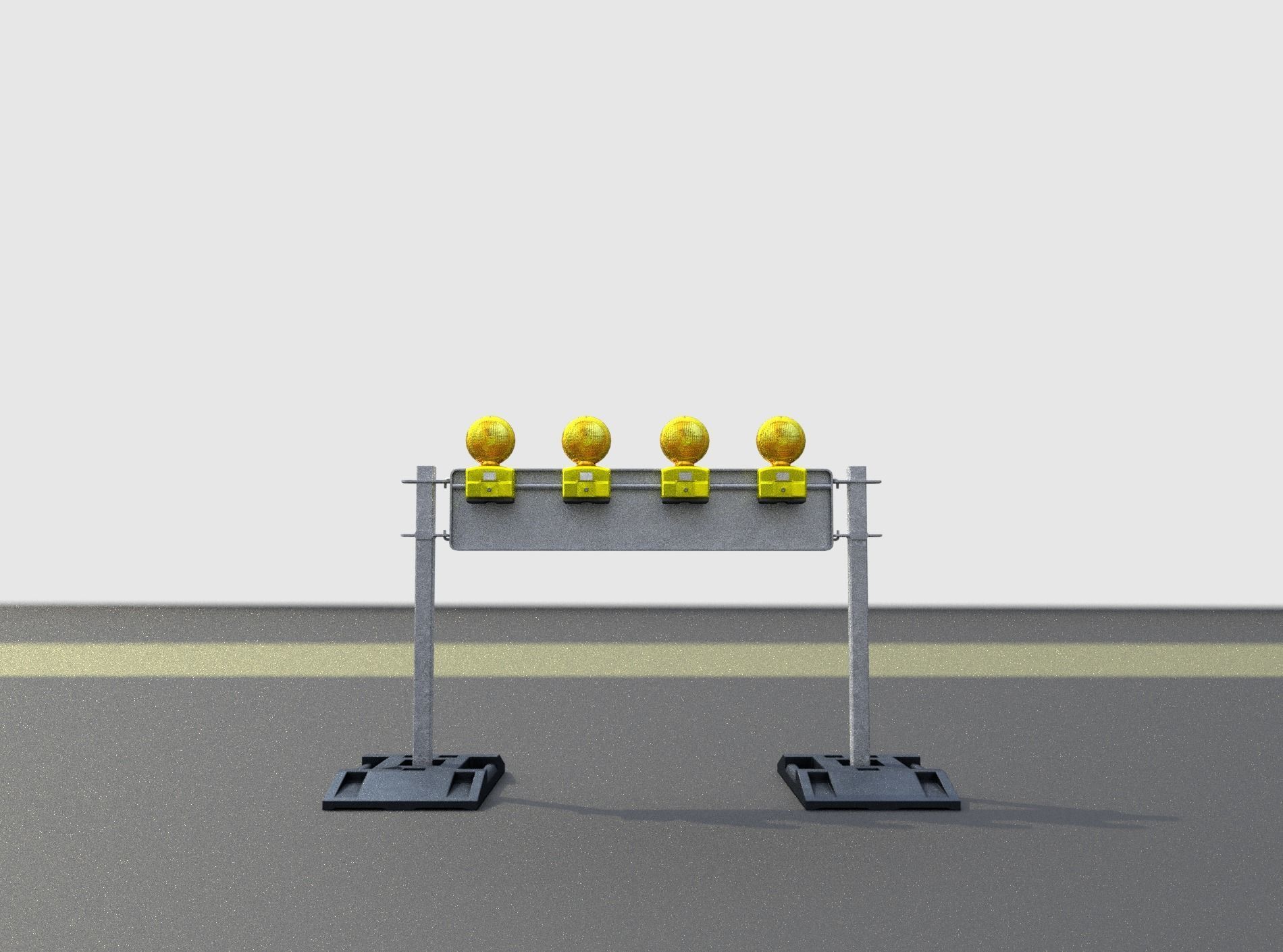 Construction Barrier 5 with warning lights 600-33 250x1200mm Low-poly 3D model_26