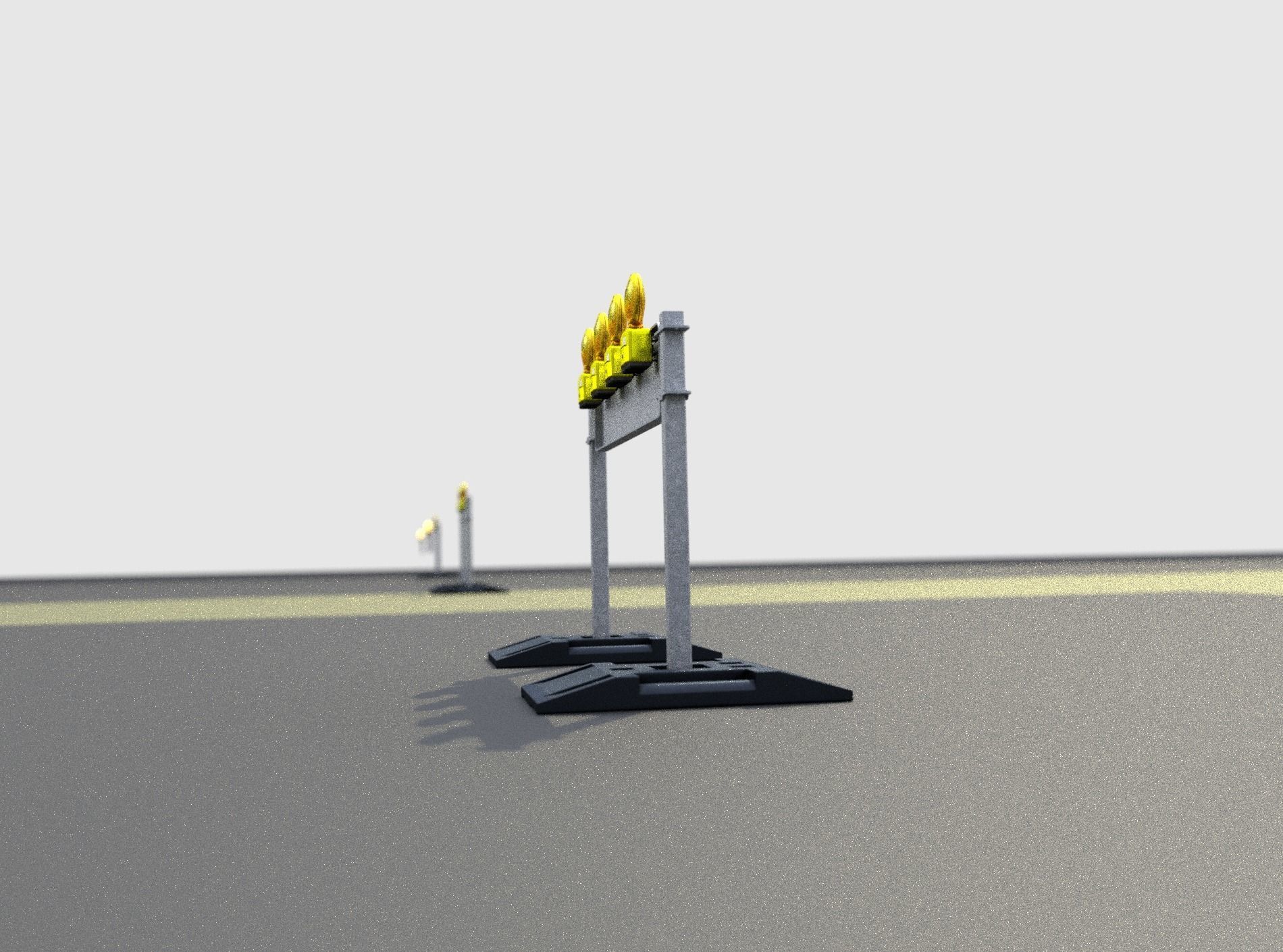 Construction Barrier 5 with warning lights 600-33 250x1200mm Low-poly 3D model_34