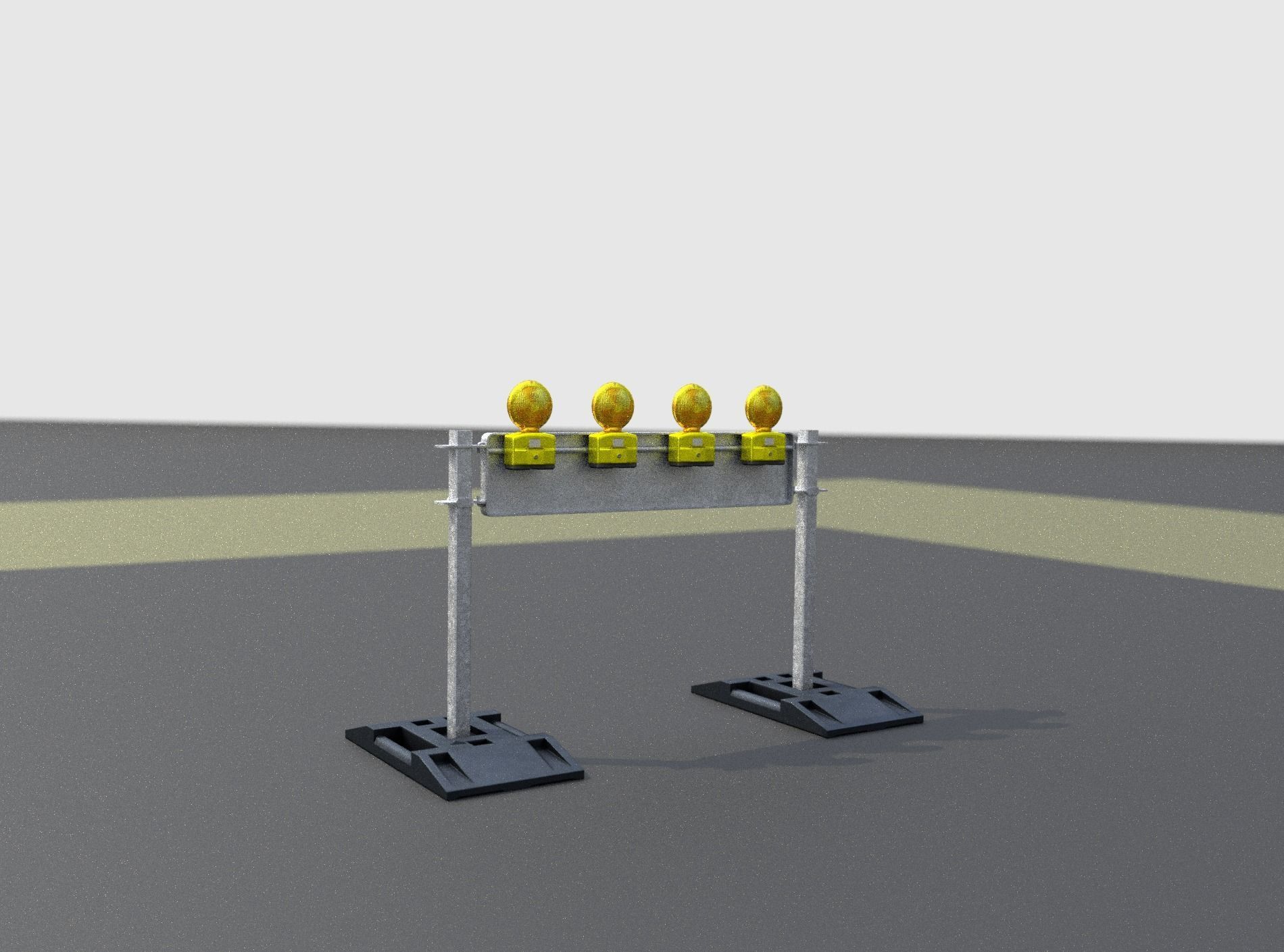 Construction Barrier 5 with warning lights 600-33 250x1200mm Low-poly 3D model_23