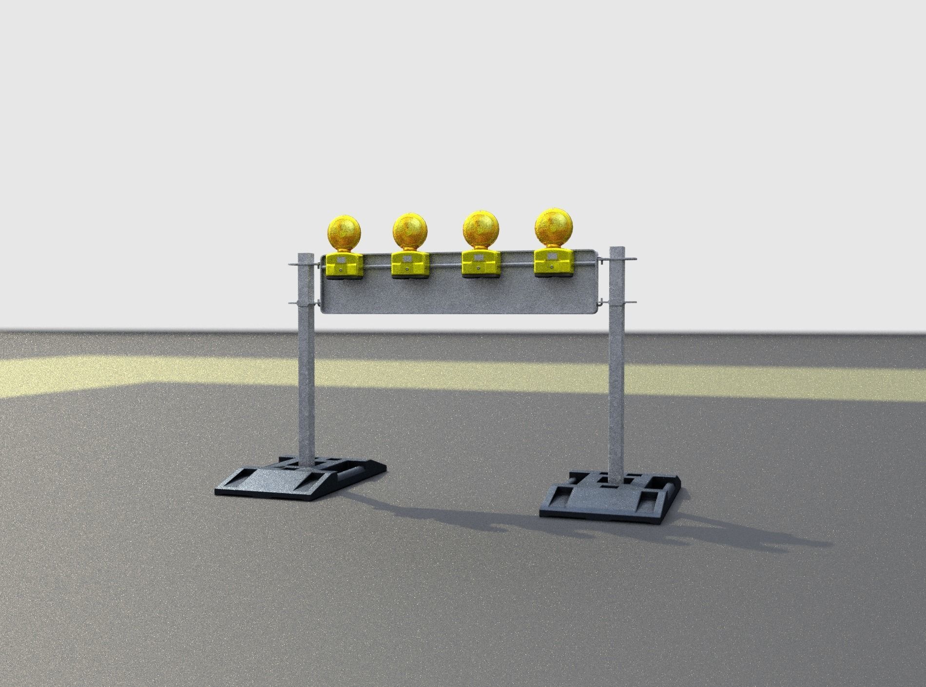 Construction Barrier 5 with warning lights 600-33 250x1200mm Low-poly 3D model_28