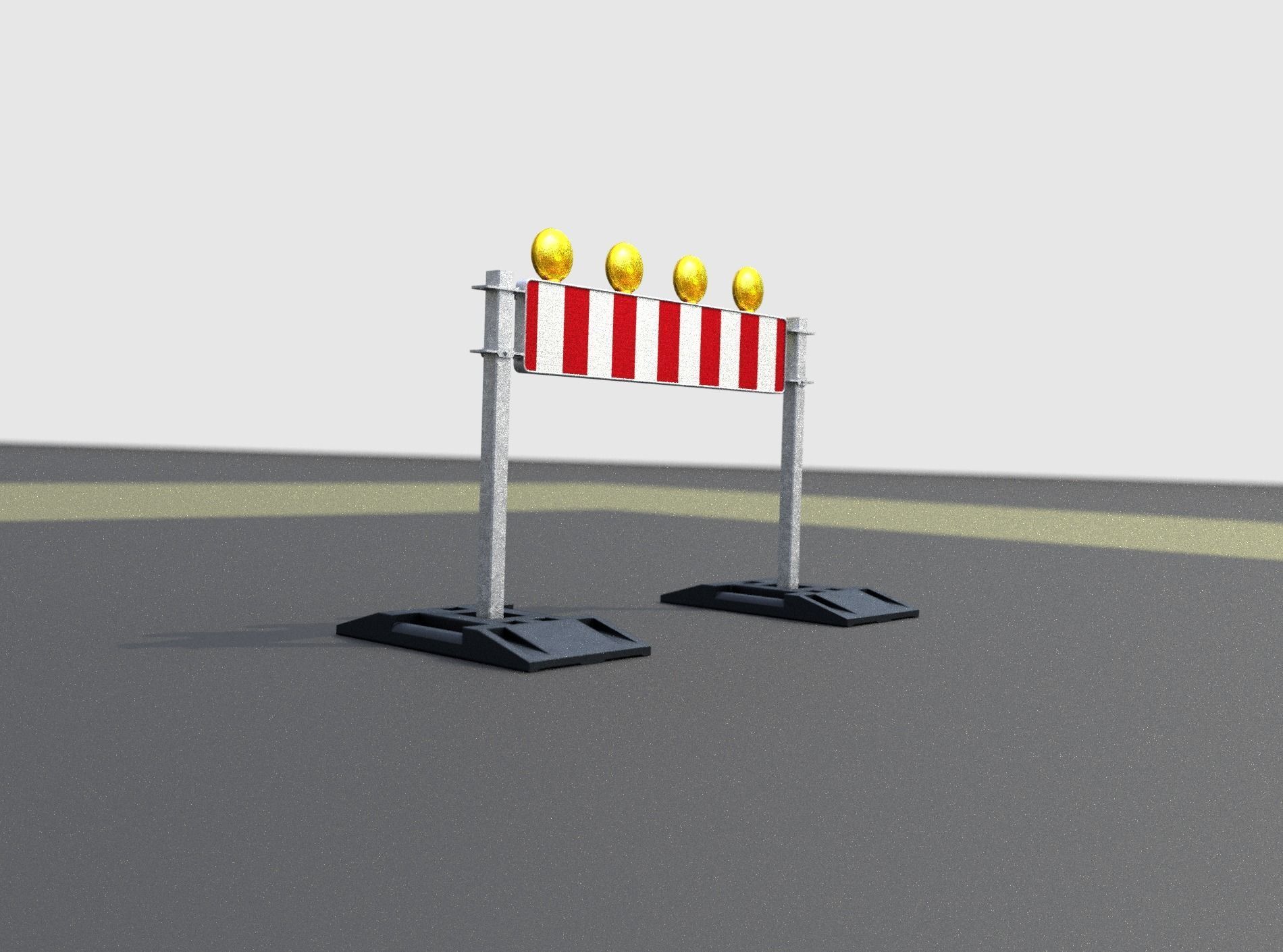 Construction Barrier 5 with warning lights 600-33 250x1200mm Low-poly 3D model_42