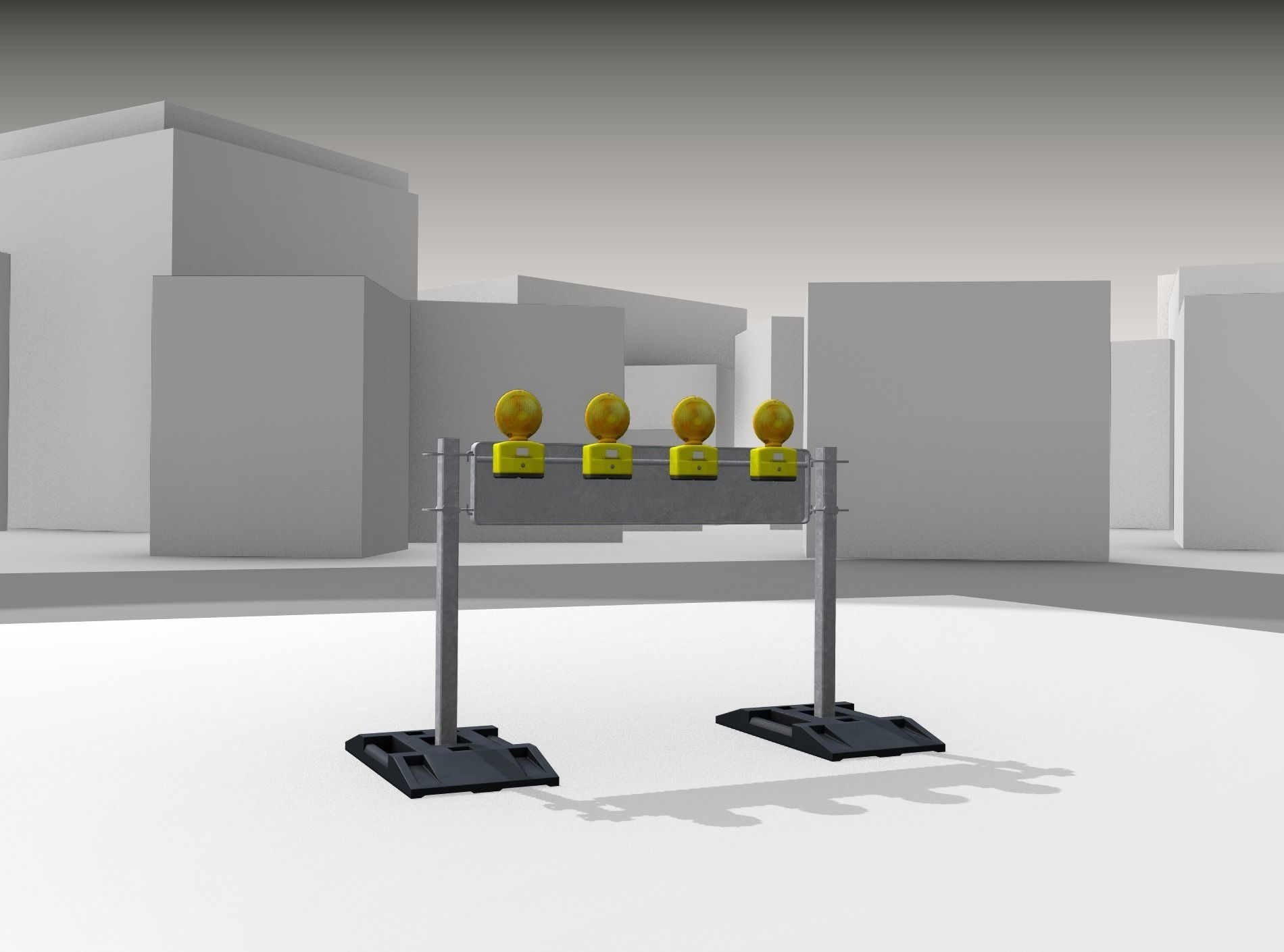 Construction Barrier 5 with warning lights 600-33 250x1200mm Low-poly 3D model_2