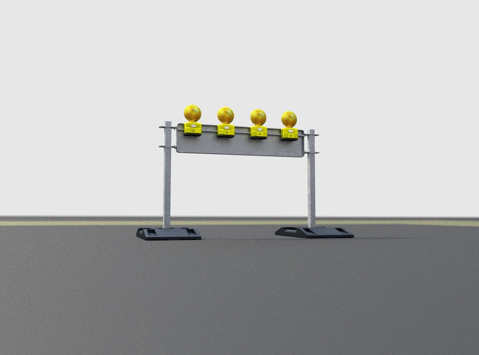 Construction Barrier 5 with warning lights 600-33 250x1200mm Low-poly 3D model_24