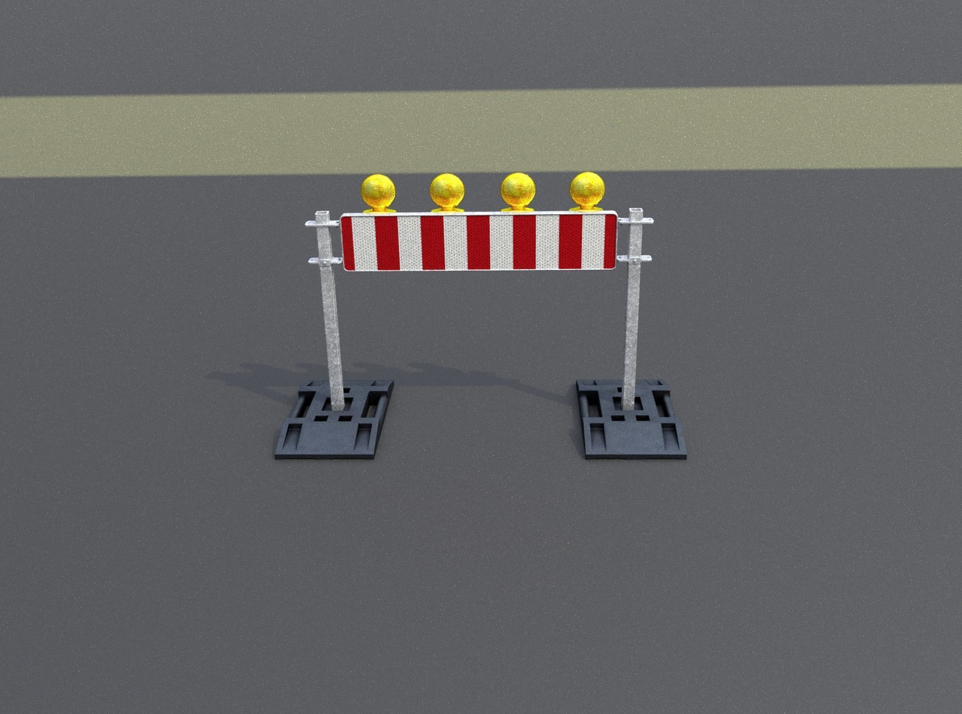 Construction Barrier 5 with warning lights 600-33 250x1200mm Low-poly 3D model_50