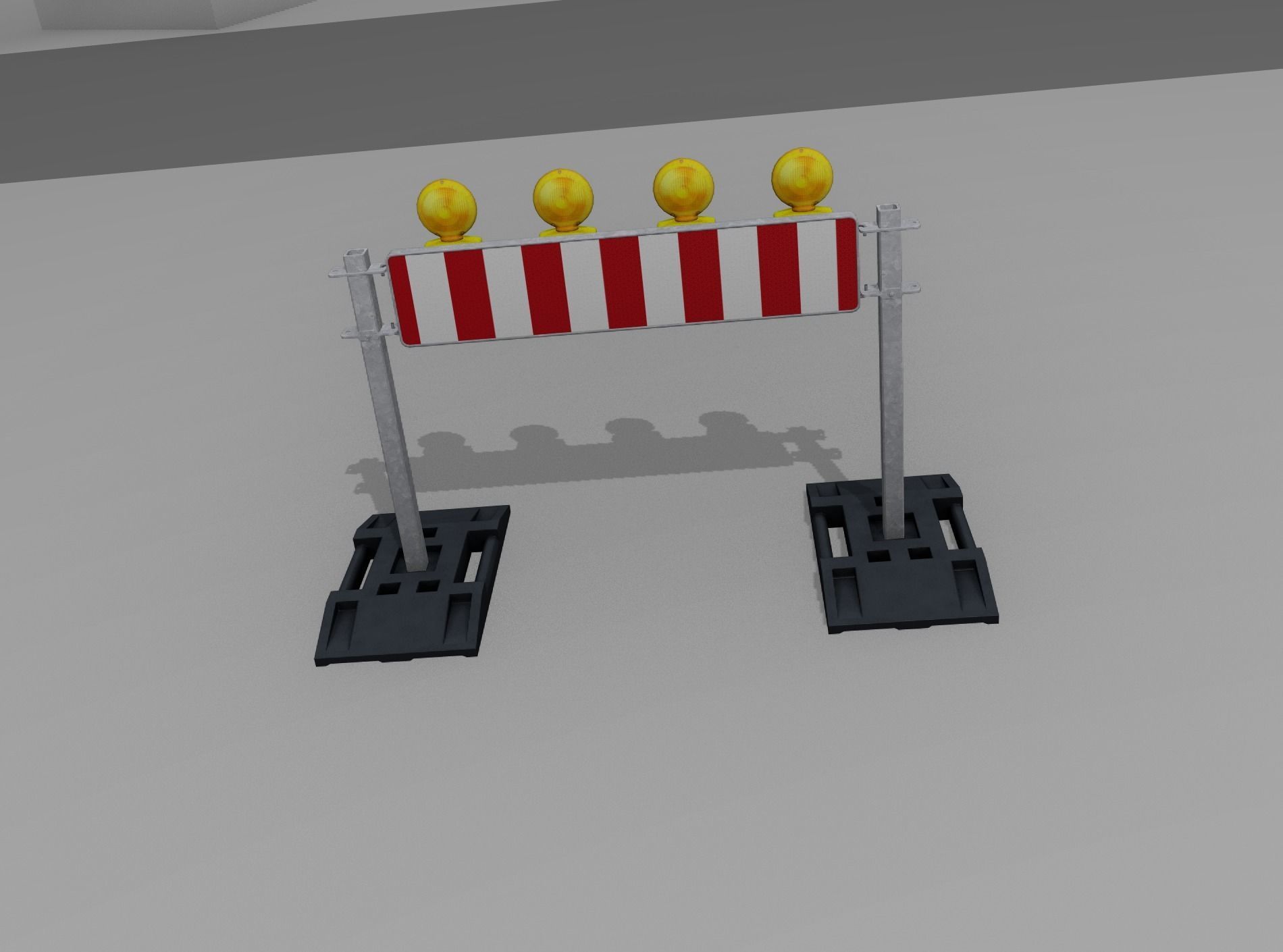 Construction Barrier 5 with warning lights 600-33 250x1200mm Low-poly 3D model_47
