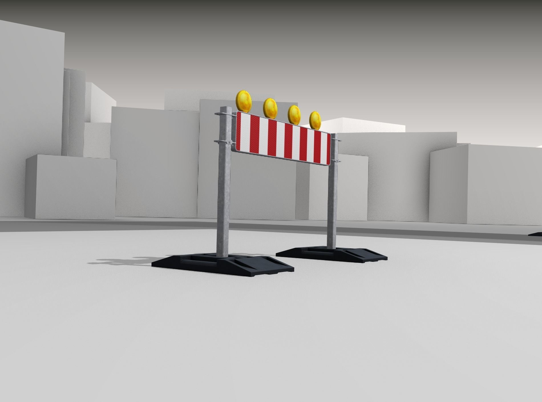 Construction Barrier 5 with warning lights 600-33 250x1200mm Low-poly 3D model_41