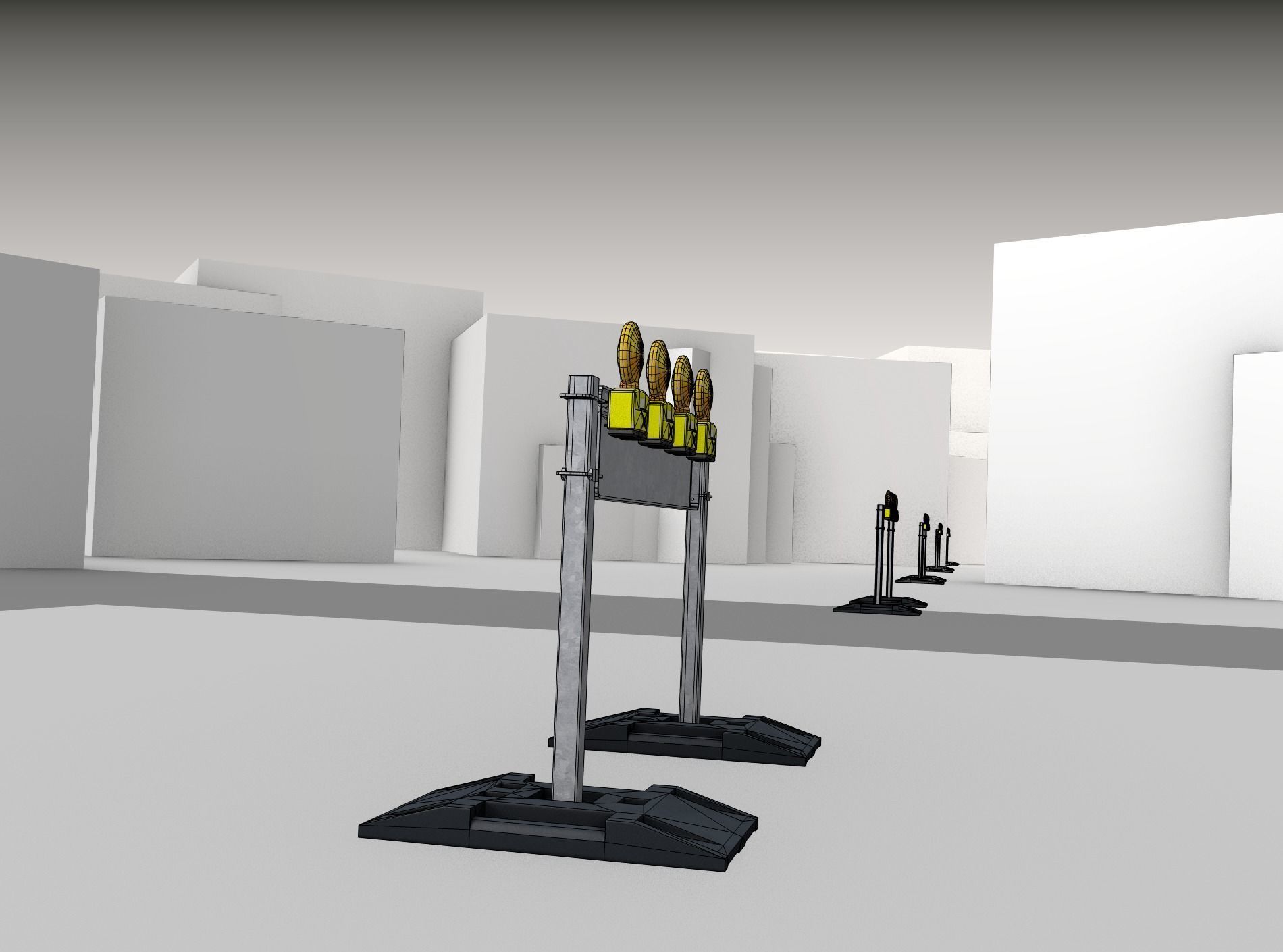 Construction Barrier 5 with warning lights 600-33 250x1200mm Low-poly 3D model_16