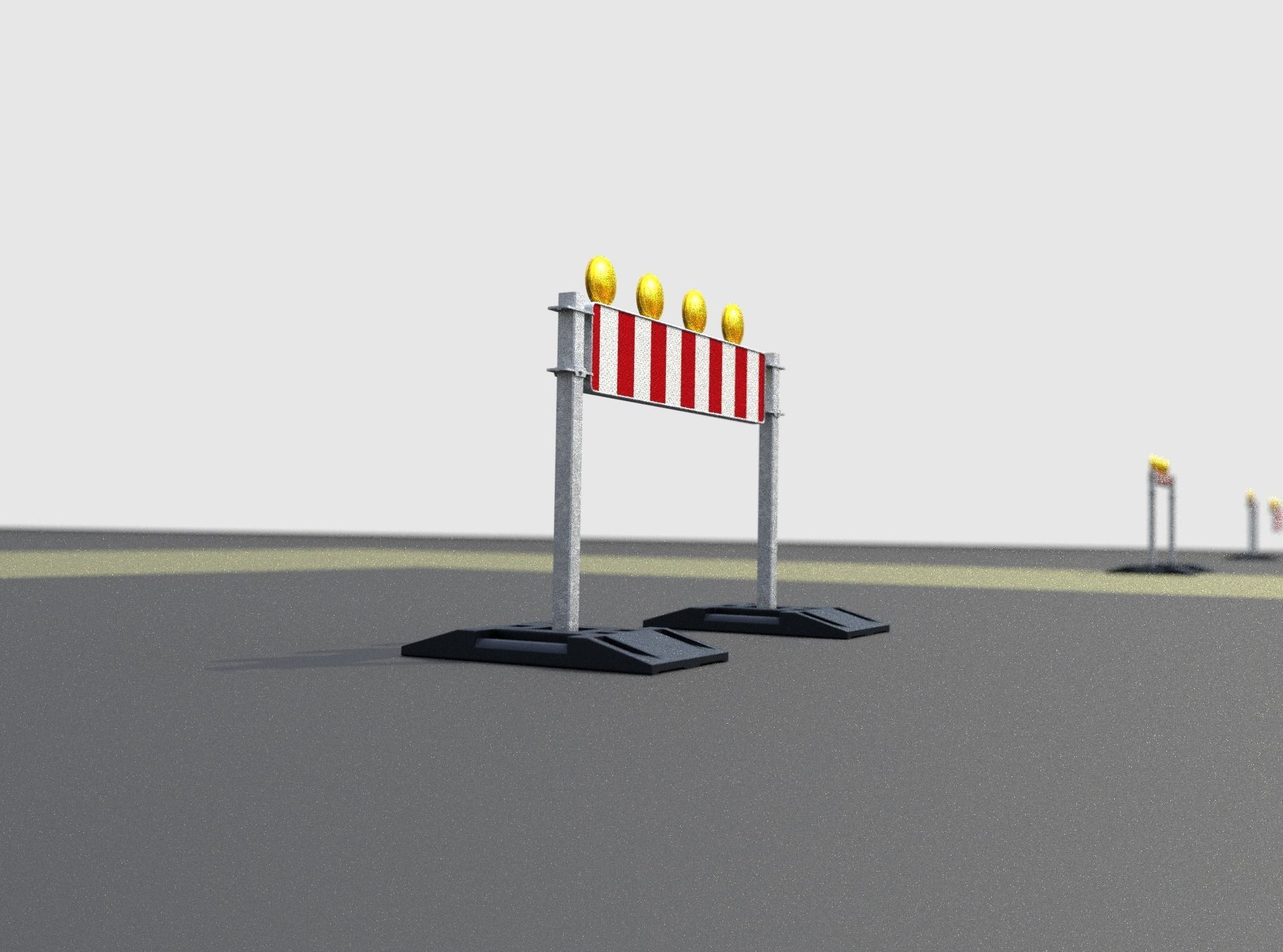 Construction Barrier 5 with warning lights 600-33 250x1200mm Low-poly 3D model_40