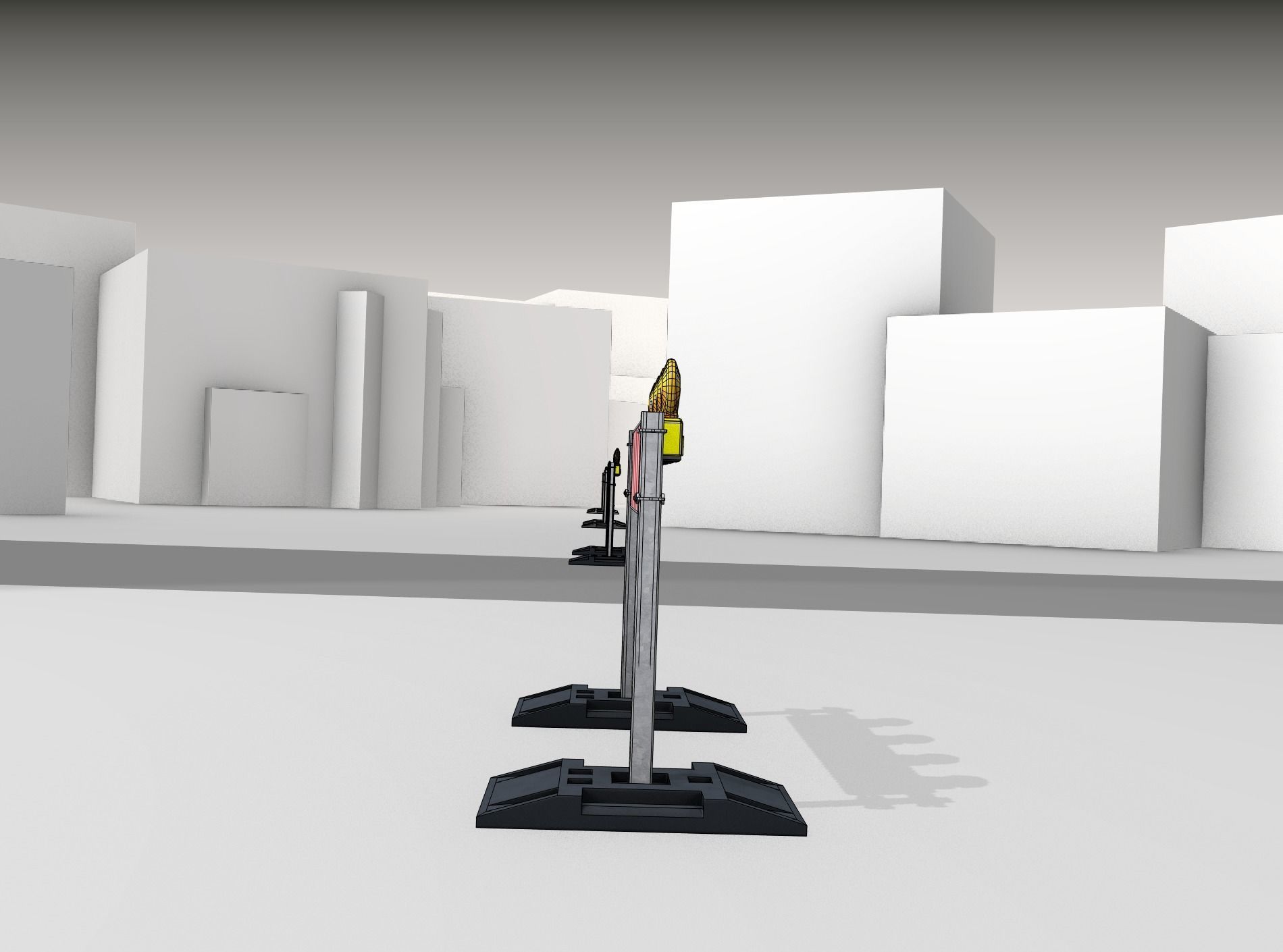 Construction Barrier 5 with warning lights 600-33 250x1200mm Low-poly 3D model_13