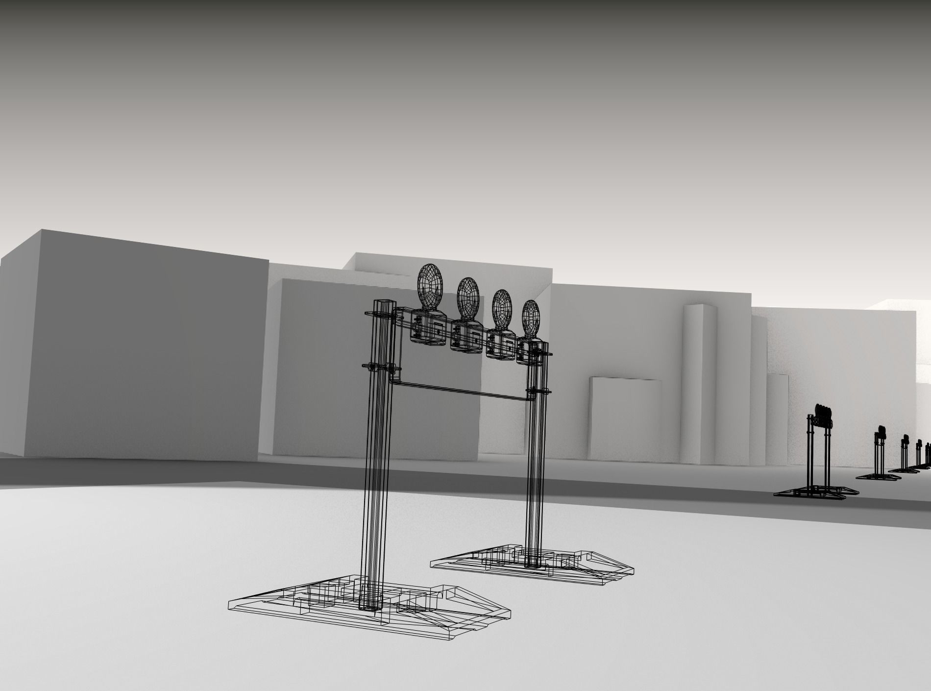 Construction Barrier 5 with warning lights 600-33 250x1200mm Low-poly 3D model_18