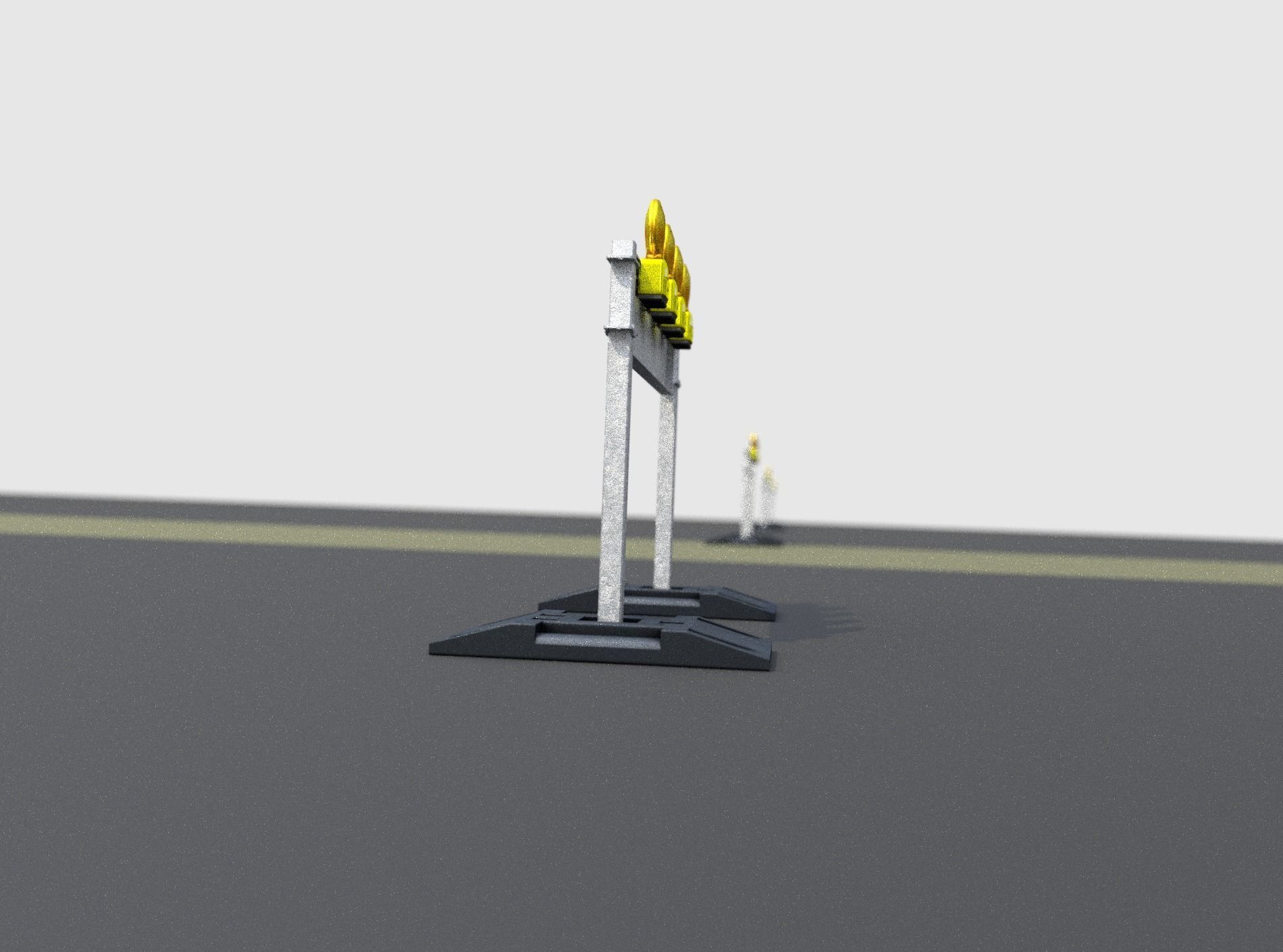 Construction Barrier 5 with warning lights 600-33 250x1200mm Low-poly 3D model_14