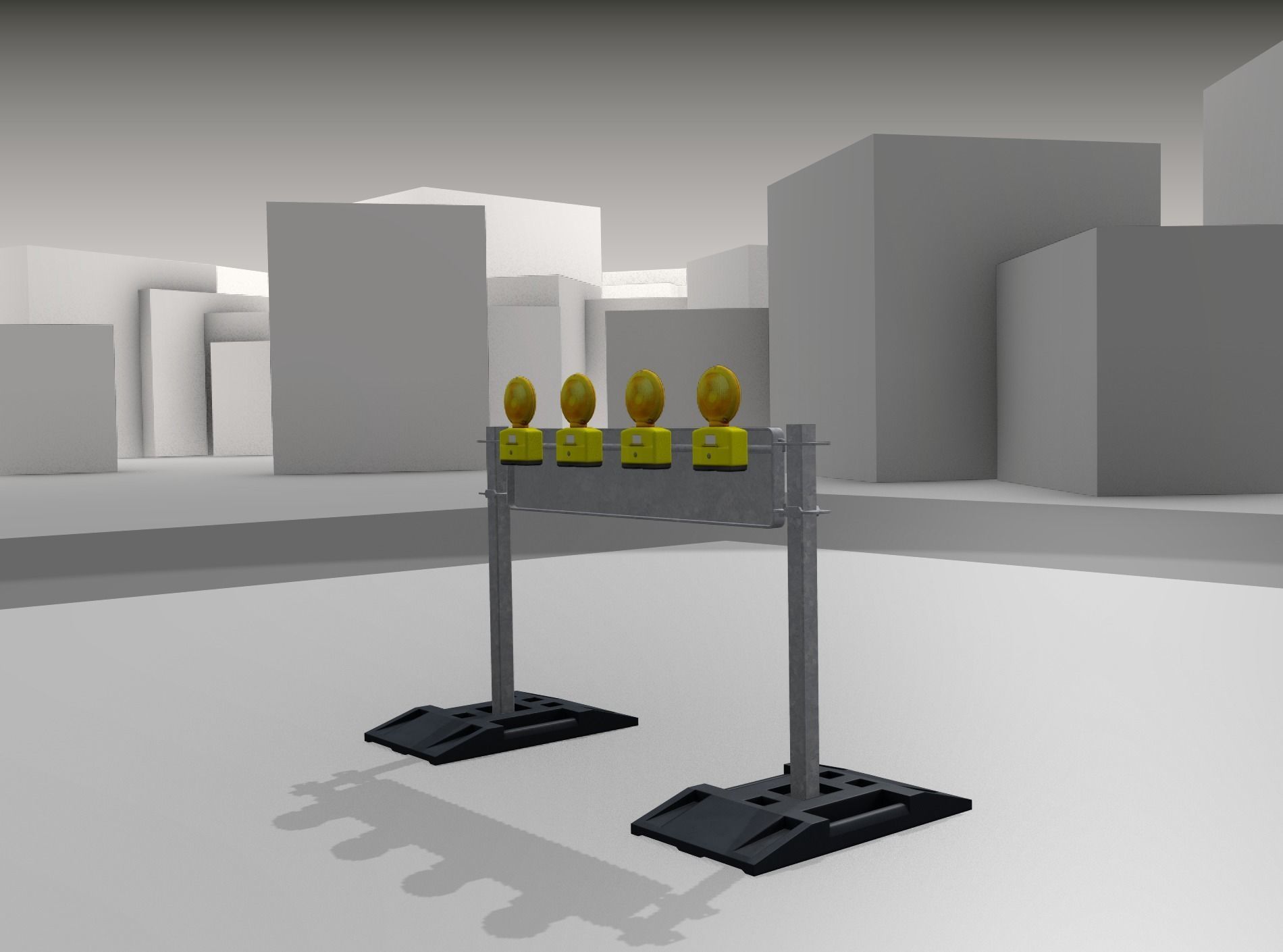 Construction Barrier 5 with warning lights 600-33 250x1200mm Low-poly 3D model_31