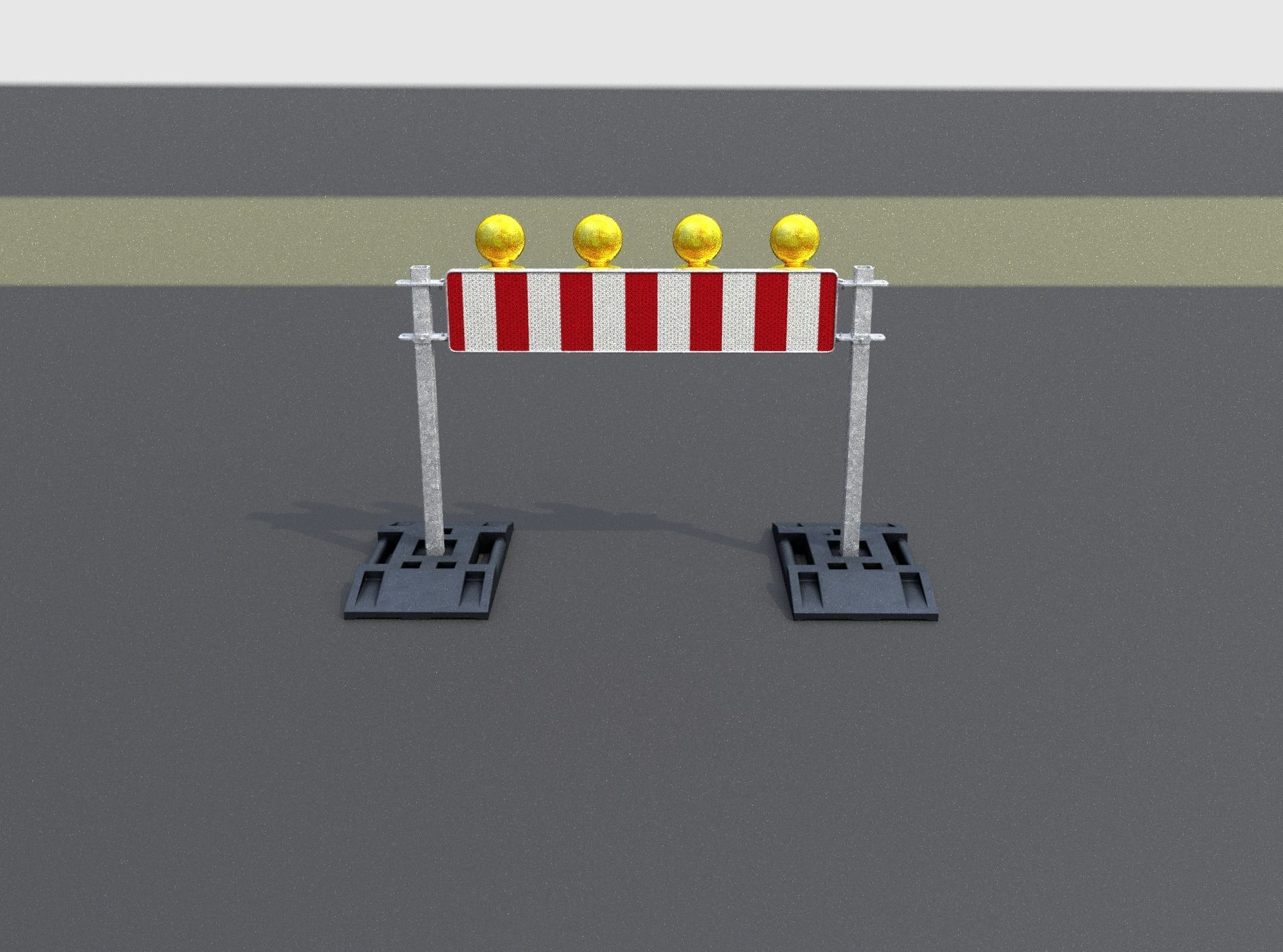 Construction Barrier 5 with warning lights 600-33 250x1200mm Low-poly 3D model_4