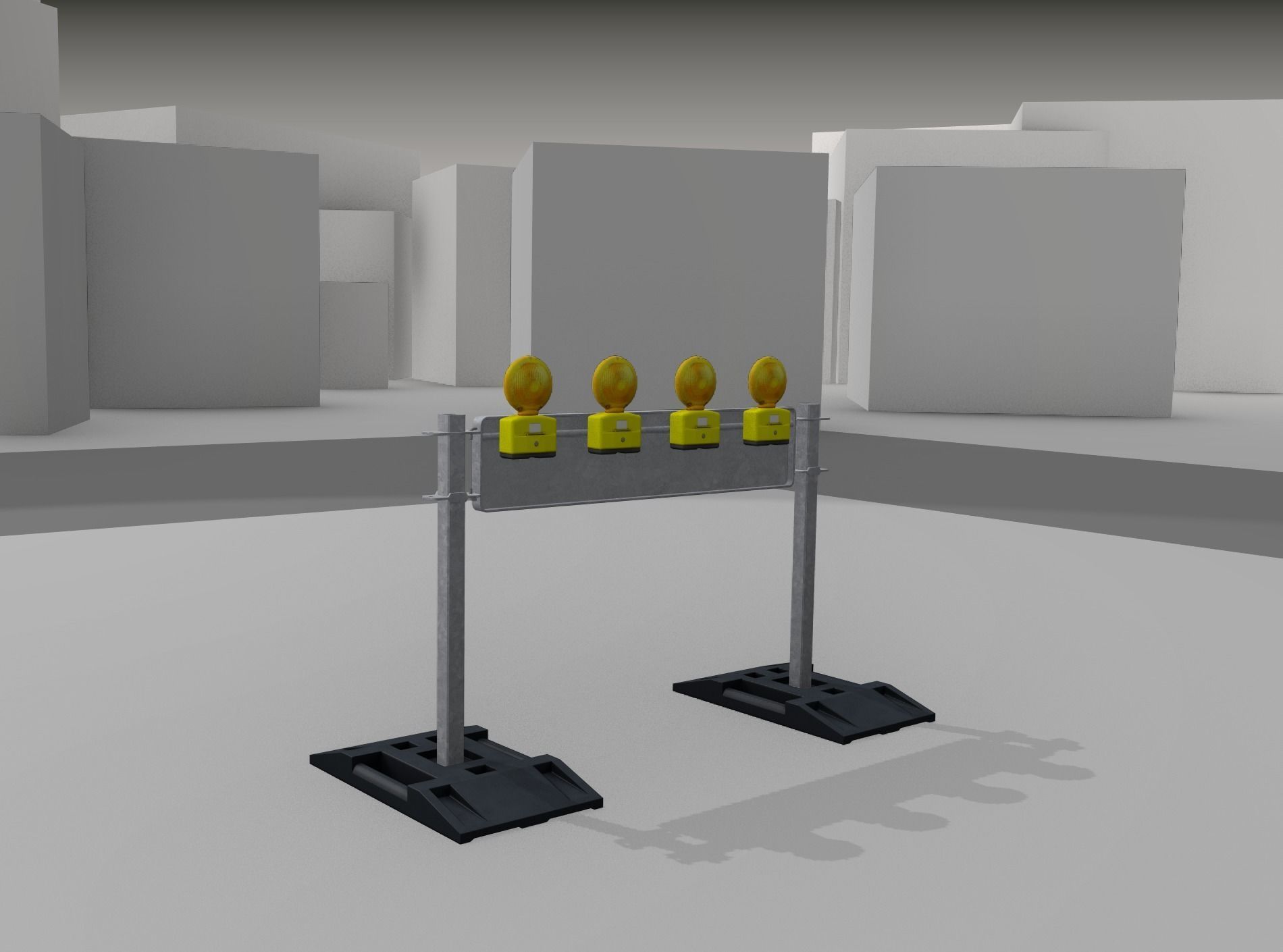 Construction Barrier 5 with warning lights 600-33 250x1200mm Low-poly 3D model_22