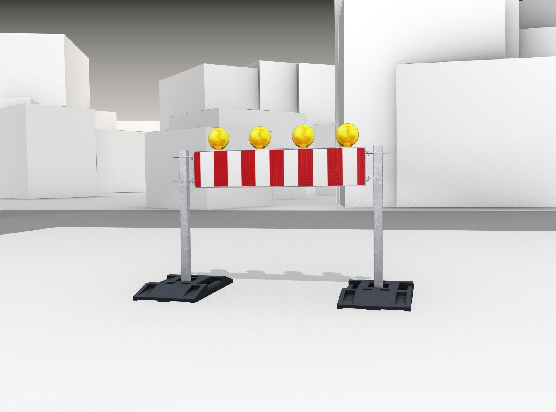 Construction Barrier 5 with warning lights 600-33 250x1200mm Low-poly 3D model_7