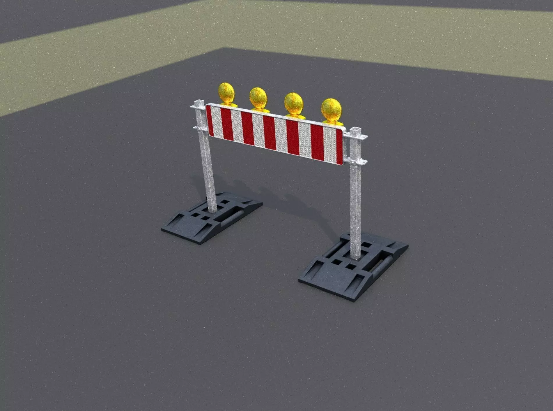Construction Barrier 5 with warning lights 600-33 250x1200mm Low-poly 3D model_0