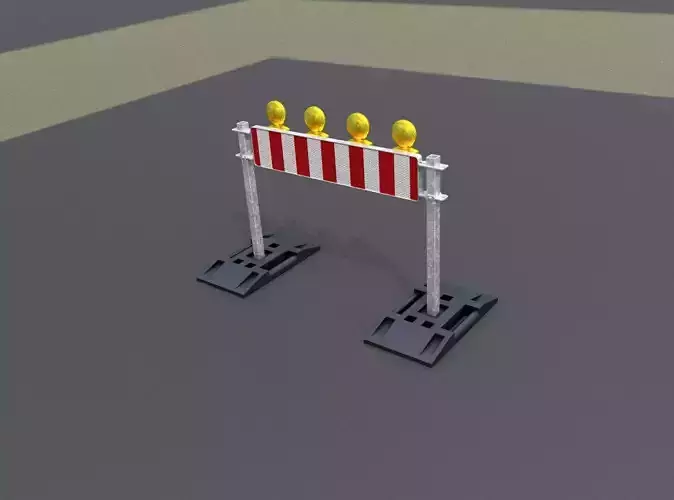 Construction Barrier 5 with warning lights 600-33 250x1200mm Low-poly 3D model