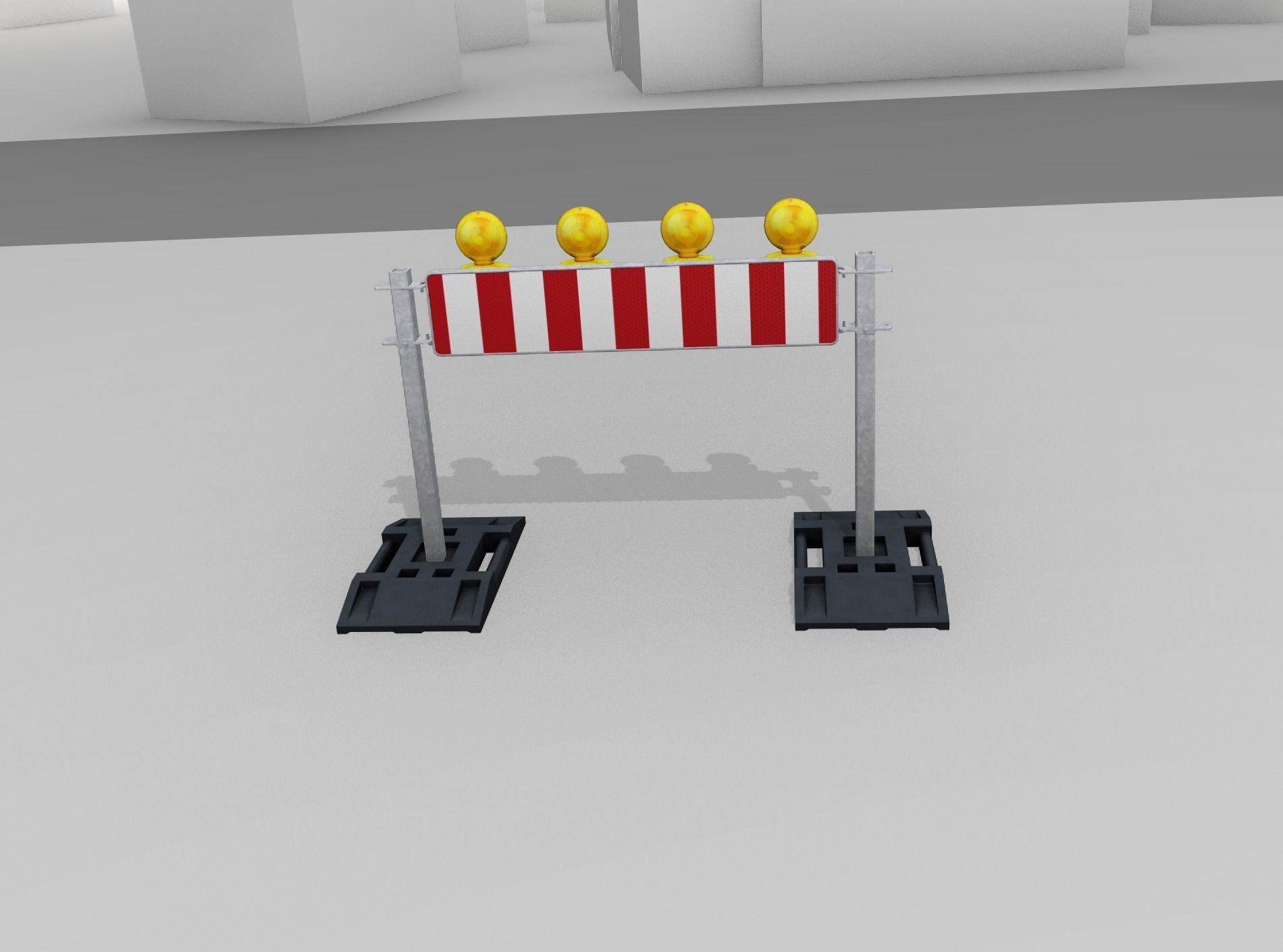 Construction Barrier 5 with warning lights 600-33 250x1200mm Low-poly 3D model_49