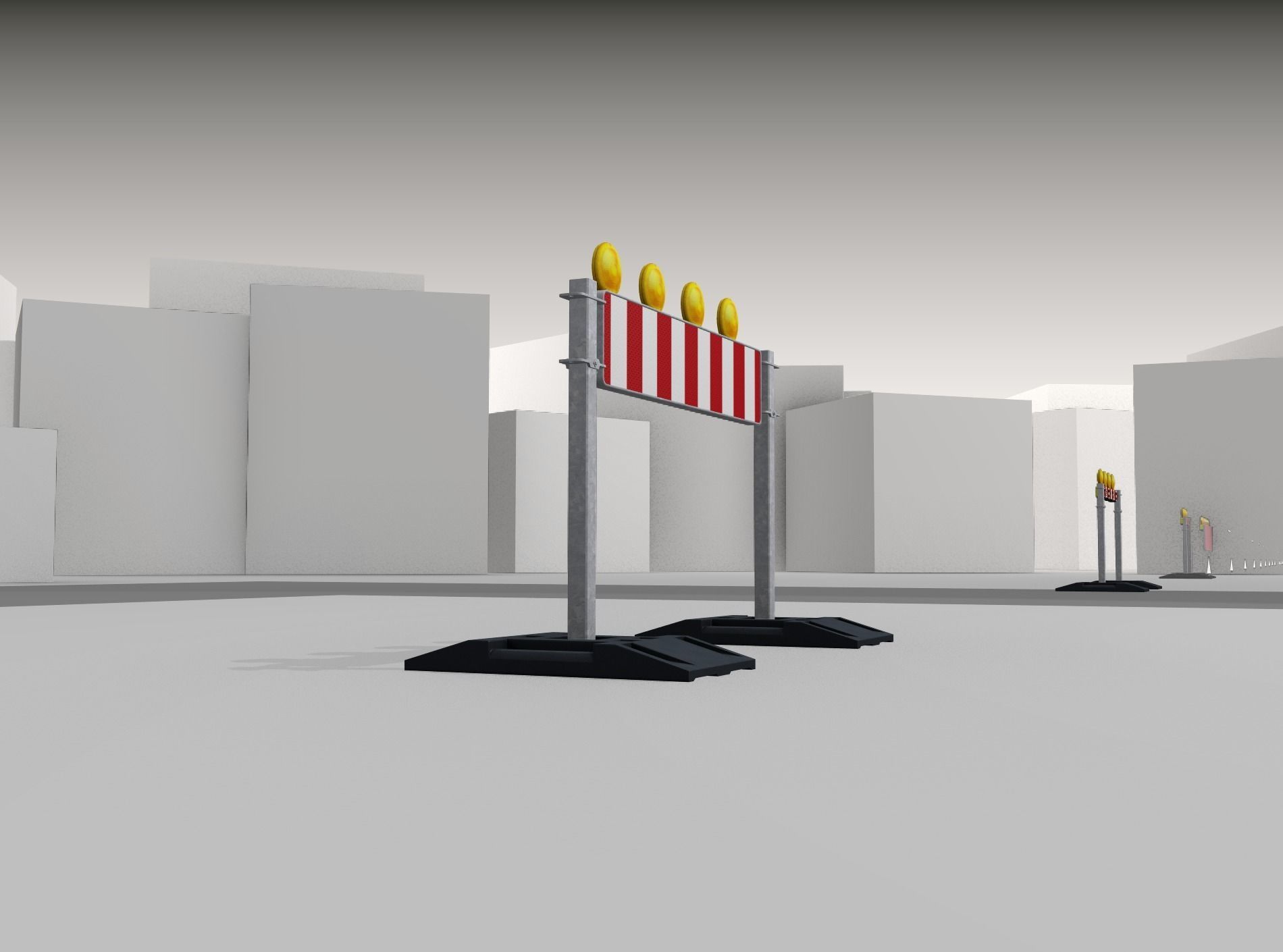 Construction Barrier 5 with warning lights 600-33 250x1200mm Low-poly 3D model_39