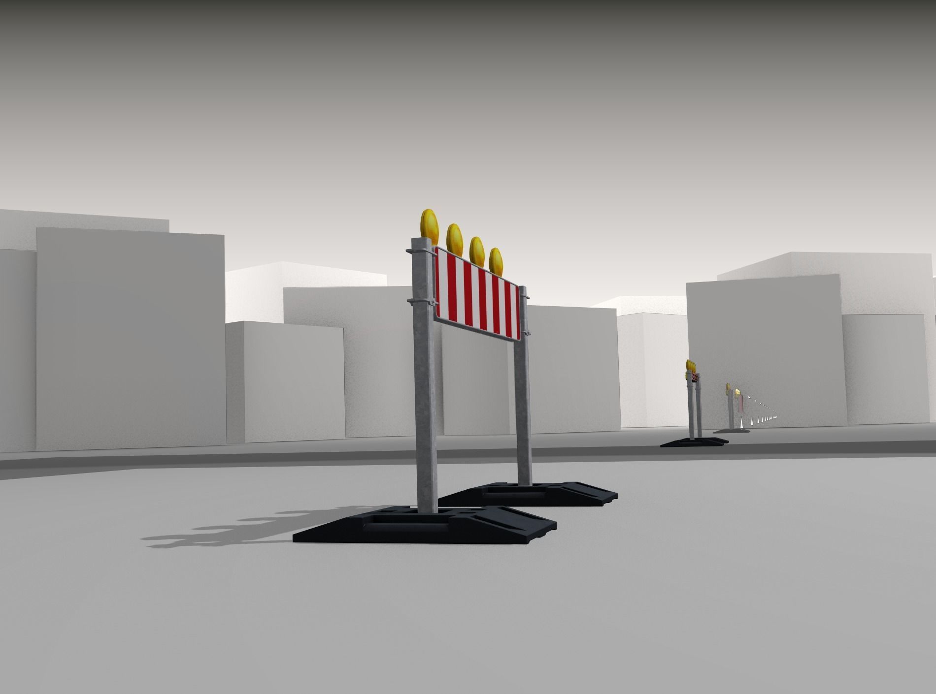 Construction Barrier 5 with warning lights 600-33 250x1200mm Low-poly 3D model_37