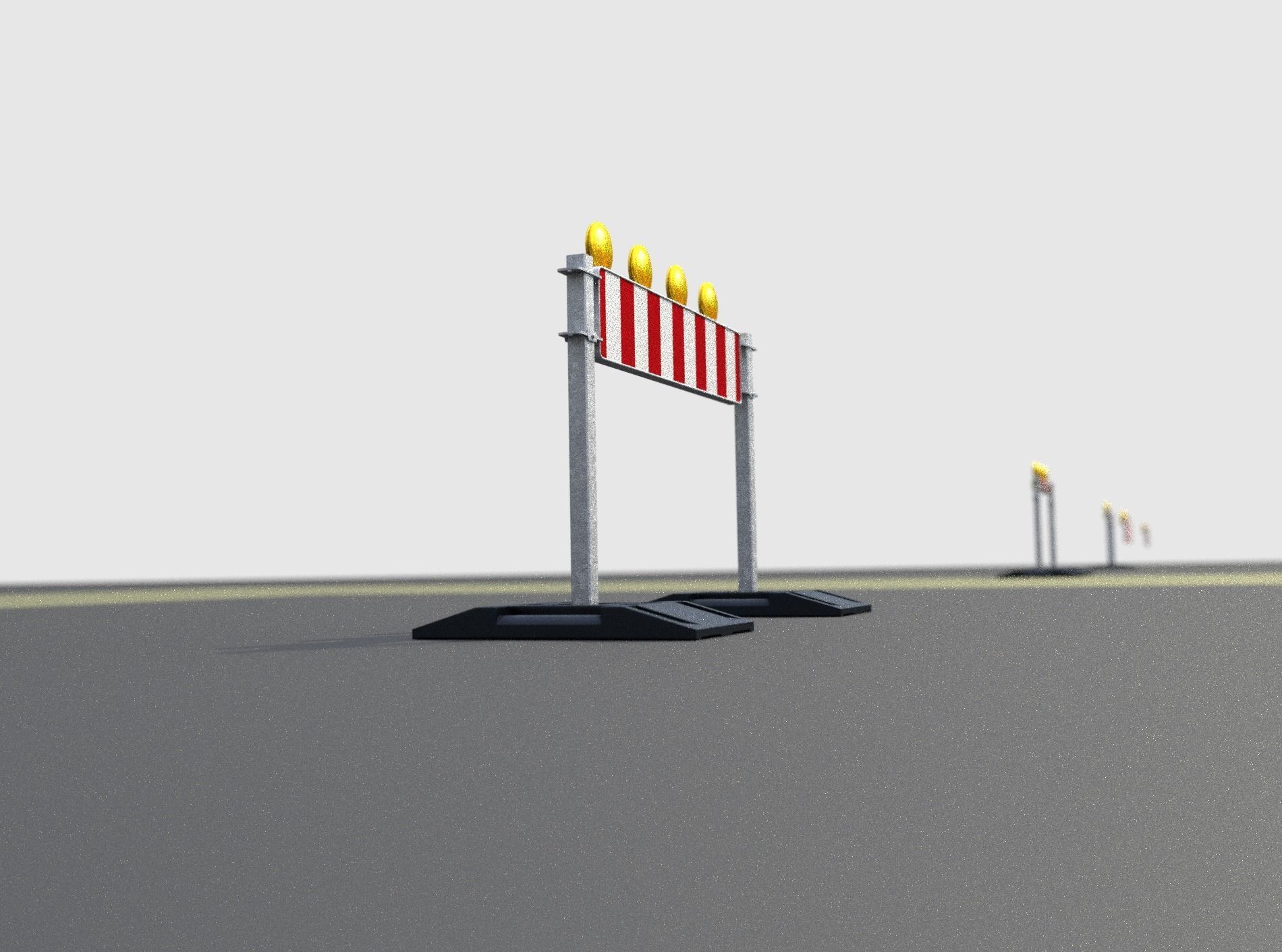 Construction Barrier 5 with warning lights 600-33 250x1200mm Low-poly 3D model_38