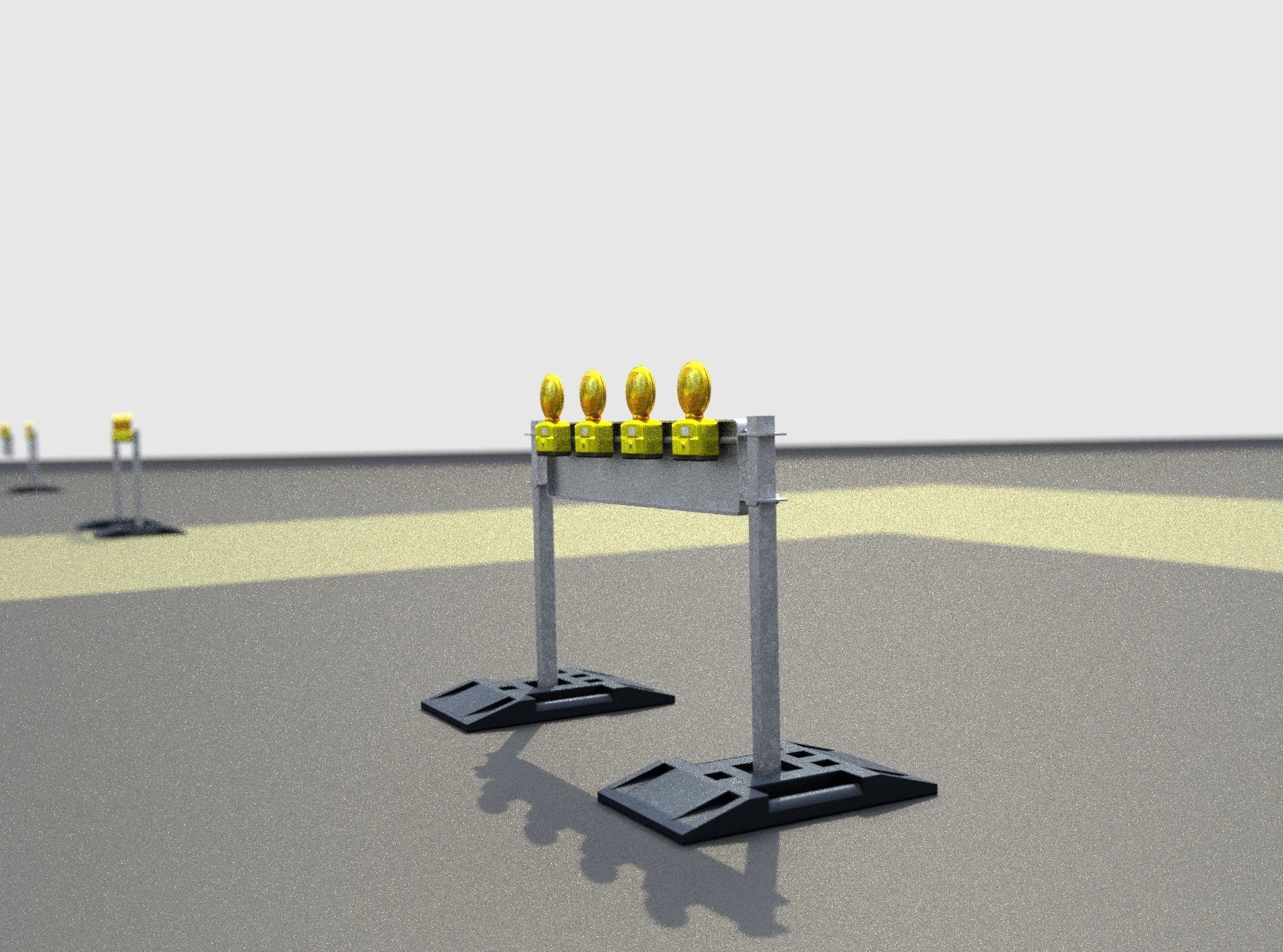 Construction Barrier 5 with warning lights 600-33 250x1200mm Low-poly 3D model_32