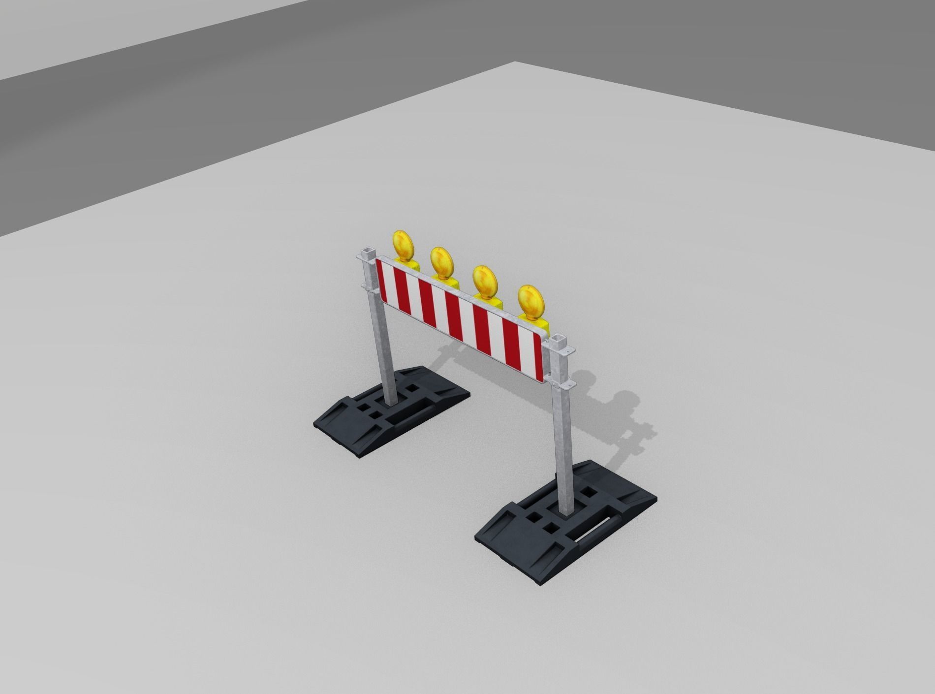 Construction Barrier 5 with warning lights 600-33 250x1200mm Low-poly 3D model_10