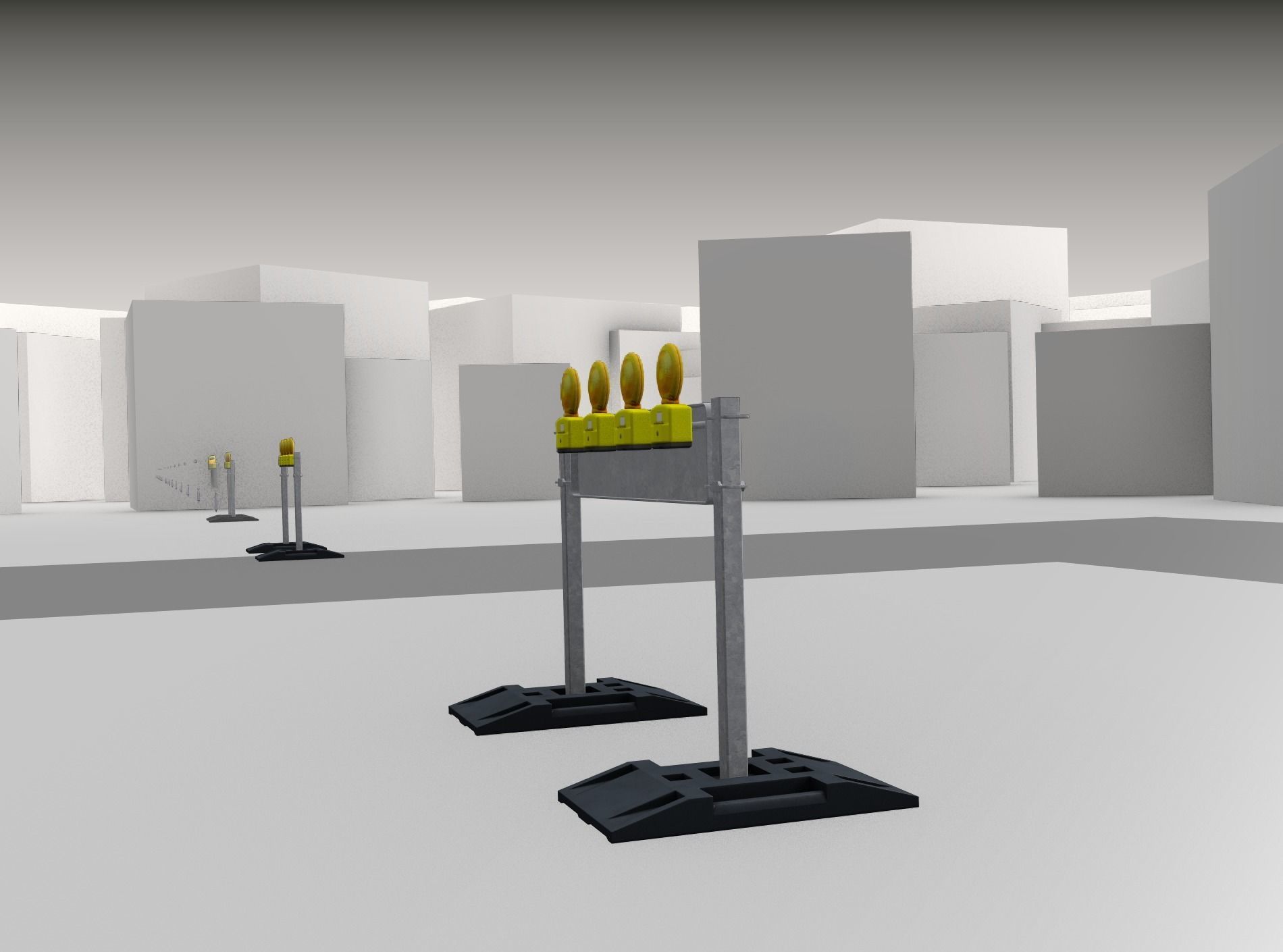 Construction Barrier 5 with warning lights 600-33 250x1200mm Low-poly 3D model_33