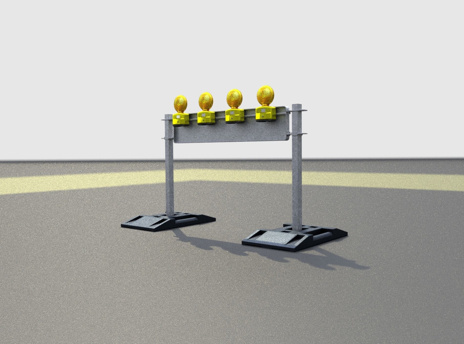 Construction Barrier 5 with warning lights 600-33 250x1200mm Low-poly 3D model_30