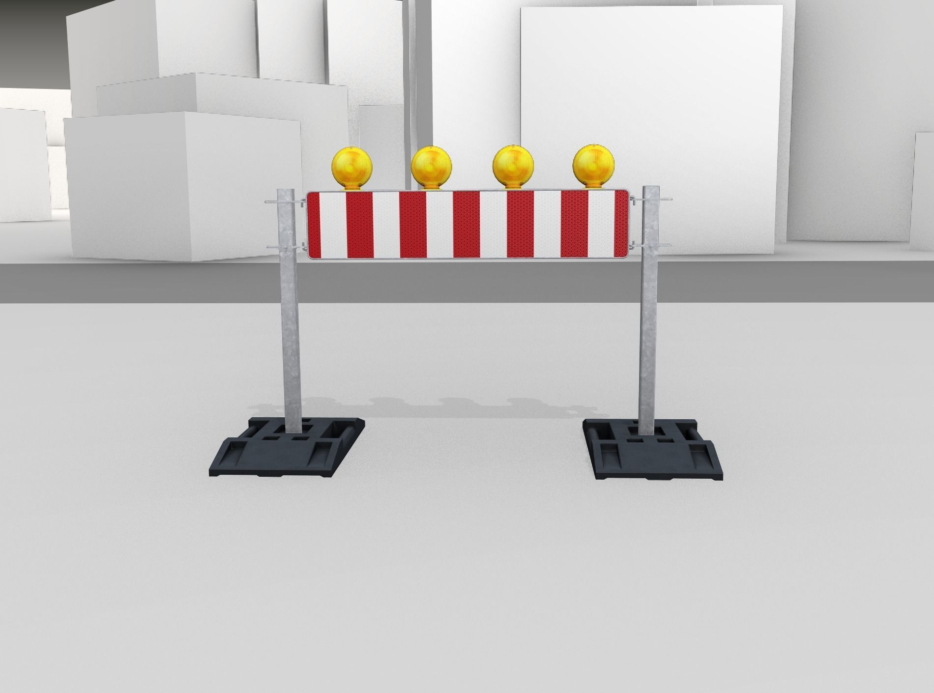 Construction Barrier 5 with warning lights 600-33 250x1200mm Low-poly 3D model_5