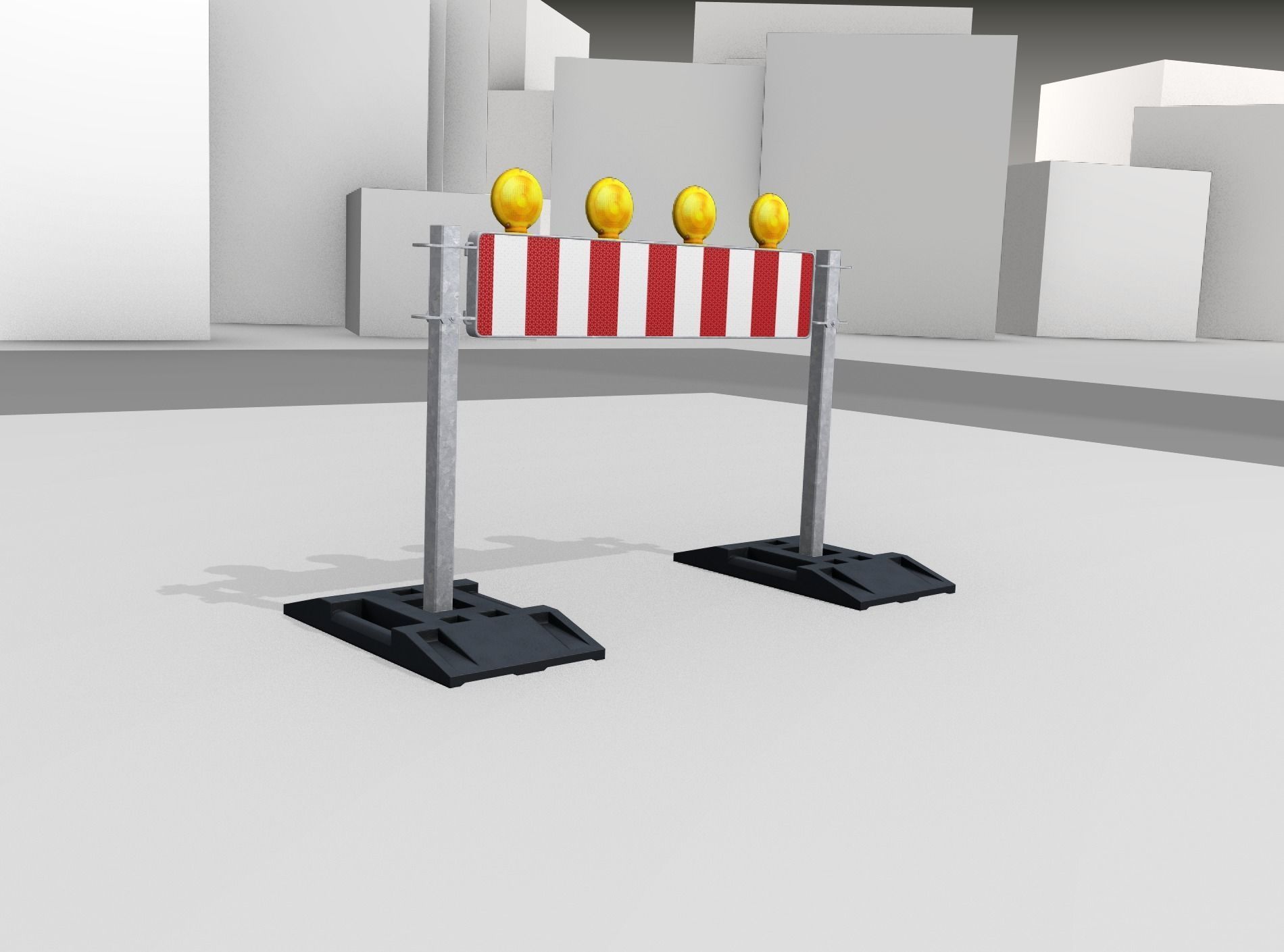 Construction Barrier 5 with warning lights 600-33 250x1200mm Low-poly 3D model_43