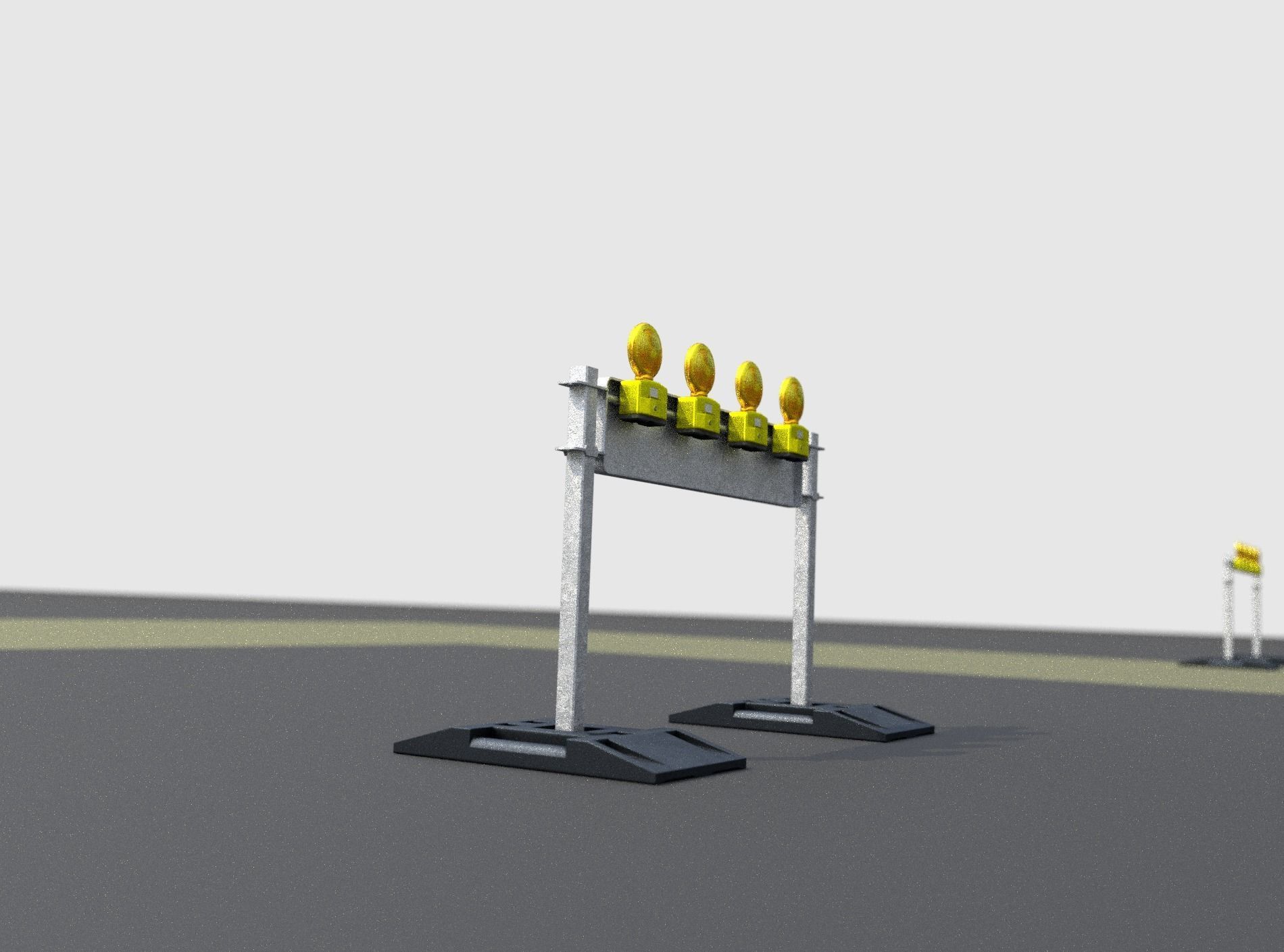 Construction Barrier 5 with warning lights 600-33 250x1200mm Low-poly 3D model_19