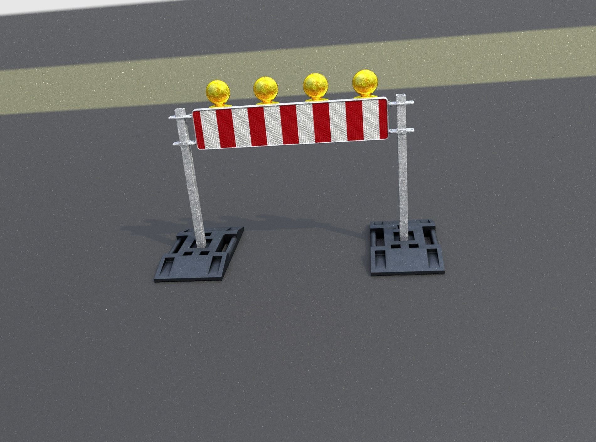 Construction Barrier 5 with warning lights 600-33 250x1200mm Low-poly 3D model_48